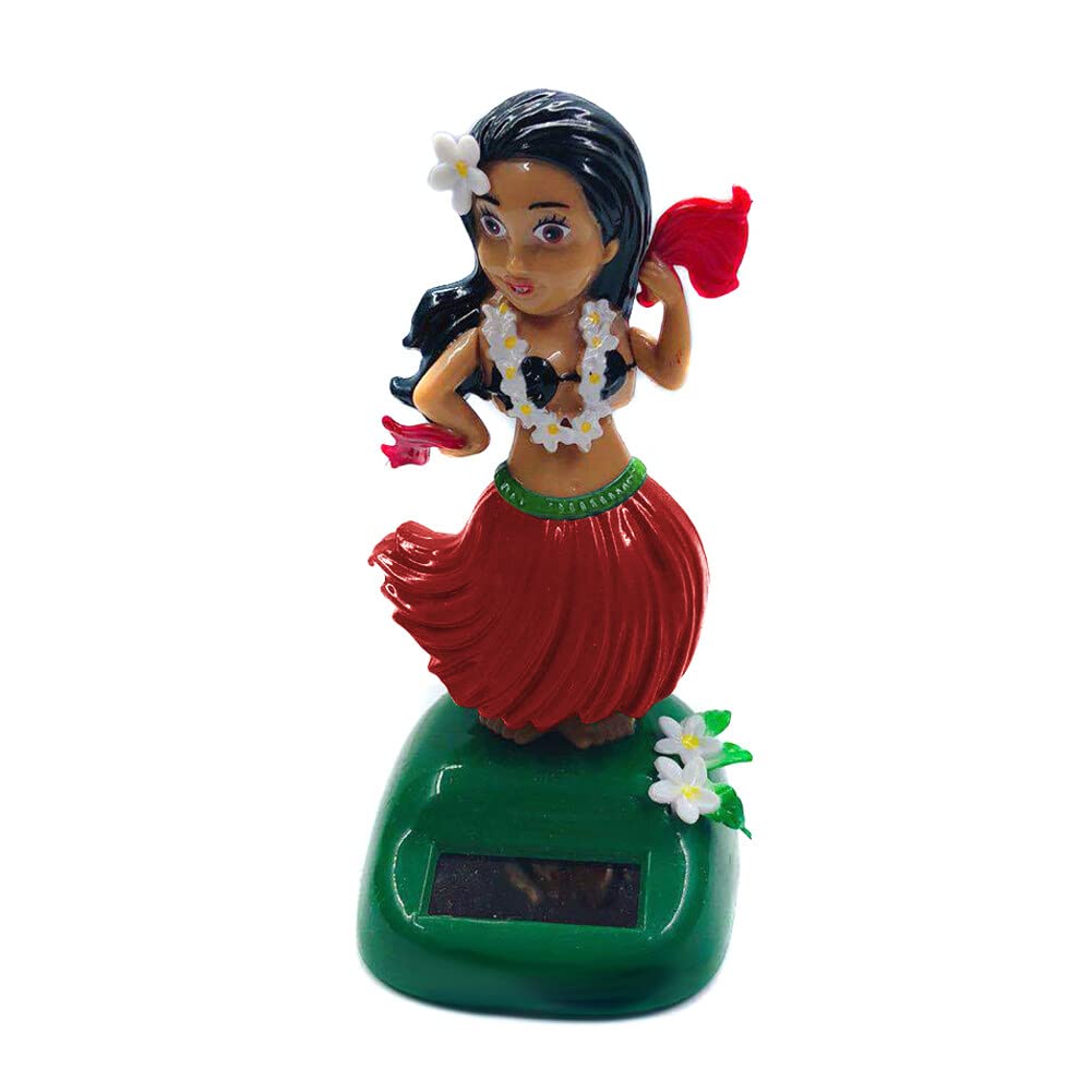 SEADEAR Solar Powered Hawaiian Hula Dancer Car Dashboard Ornament - Head Shaking Dancing Doll for Car, Office & Desk Decoration - Perfect for Tropical Themed Parties, Beach Vacations & Hawaiian Luaus