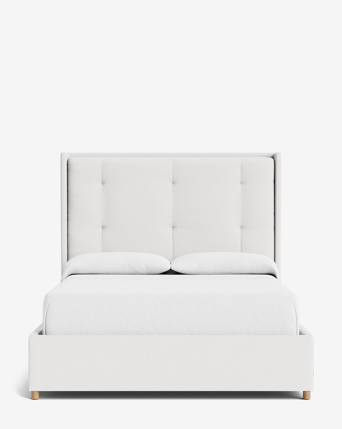 Luxury Ria Upholstered Bed Frame - Queen Size Platform Bed with Soft Fabric Headboard - Modern Bedroom Furniture for Master & Guest Rooms