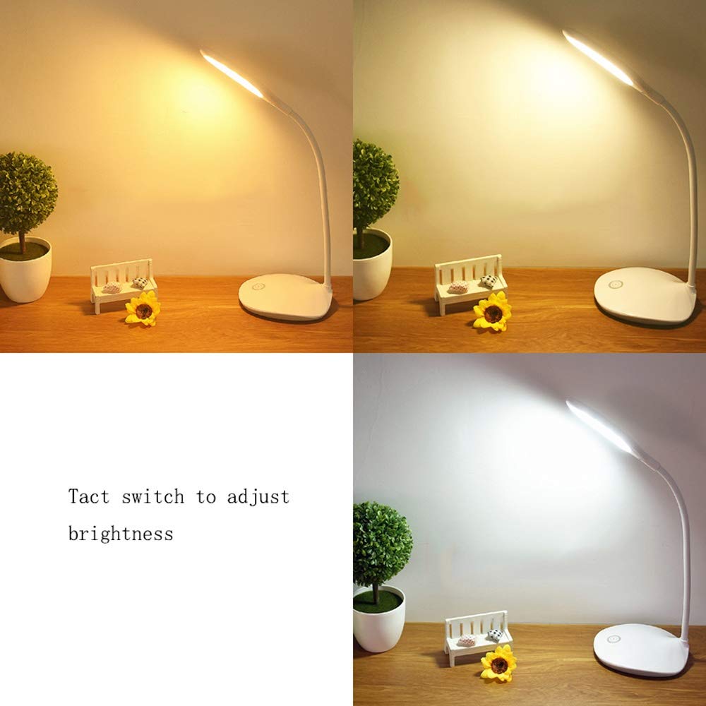 Modern USB LED Eye Protection Desk Lamp - Dimmable Touch Control with 3 Brightness Levels, 3W White Light for Study, Office & Bedroom Night Light
