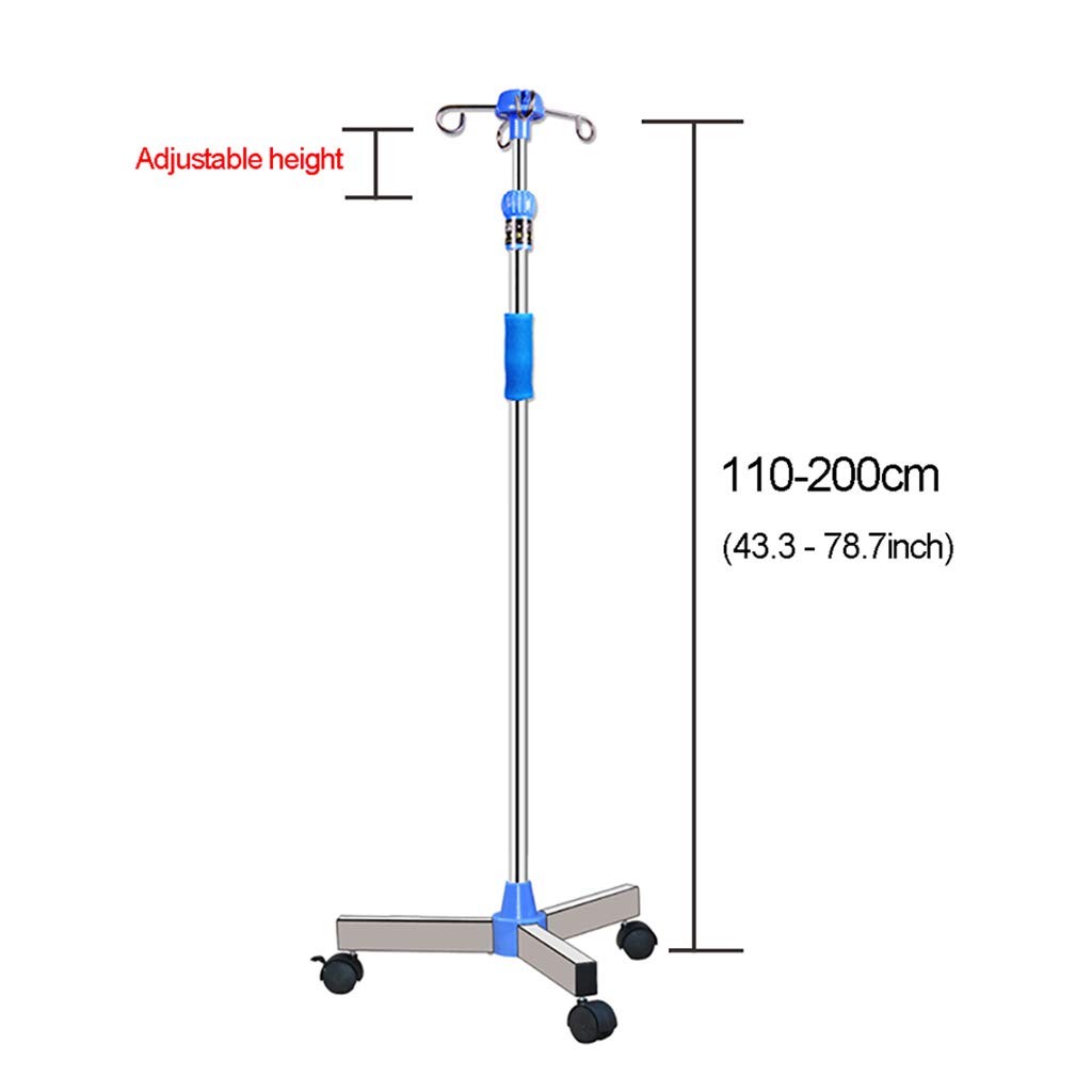 Portable IV Stand with Adjustable Height - Stainless Steel Drip Pole for Home Care, Hospitals & Clinics - Ideal for Elderly Patients & Medical Use