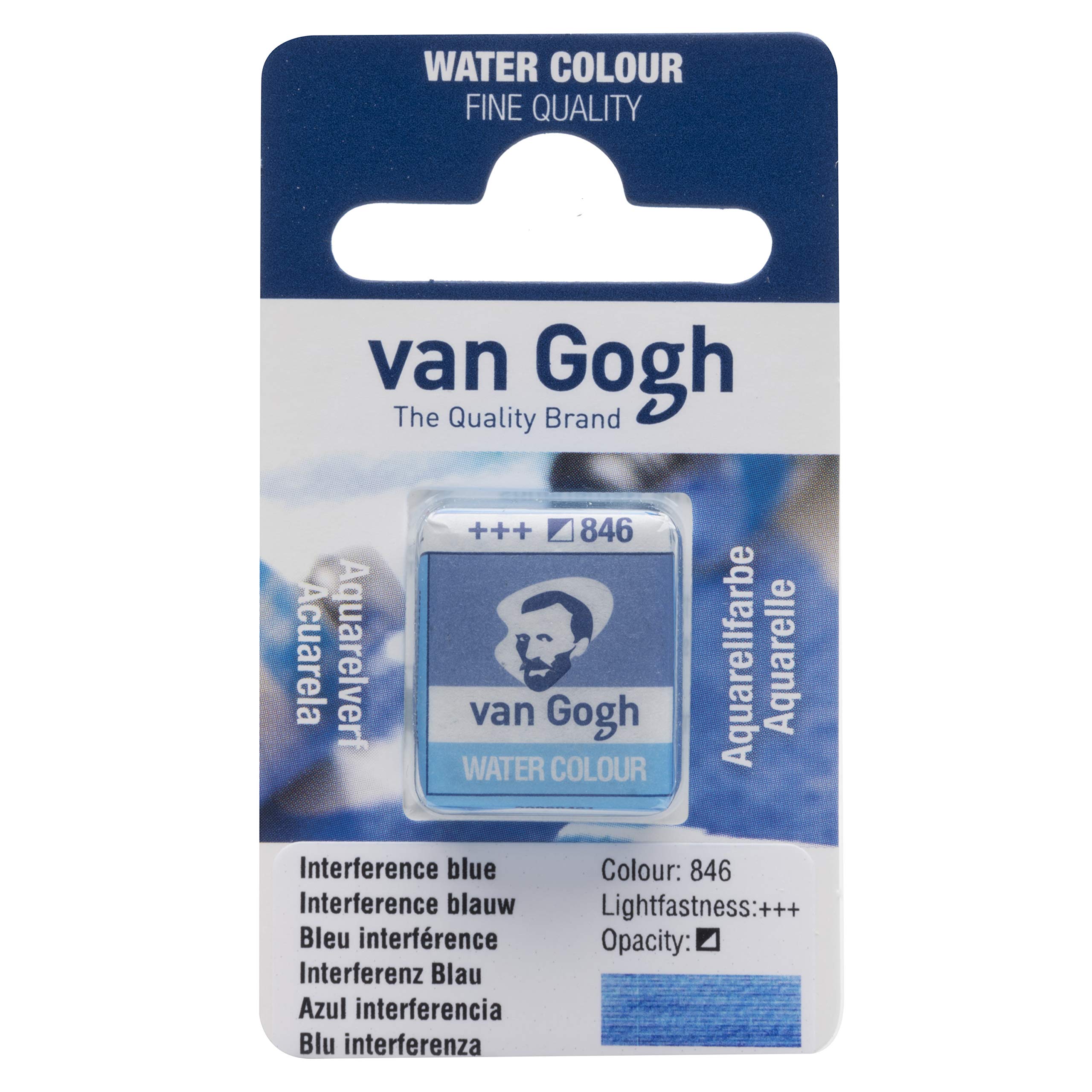 Van Gogh Watercolor Paint Half Pan - Interference Blue 846 | Professional Artist Grade for Painting, Sketching & Mixed Media Art | Perfect for Canvas, Paper & DIY Projects