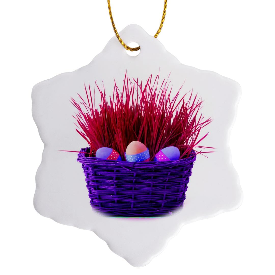 3D Easter Egg Basket Ornament - Colorful Snowflake Decor for Holidays