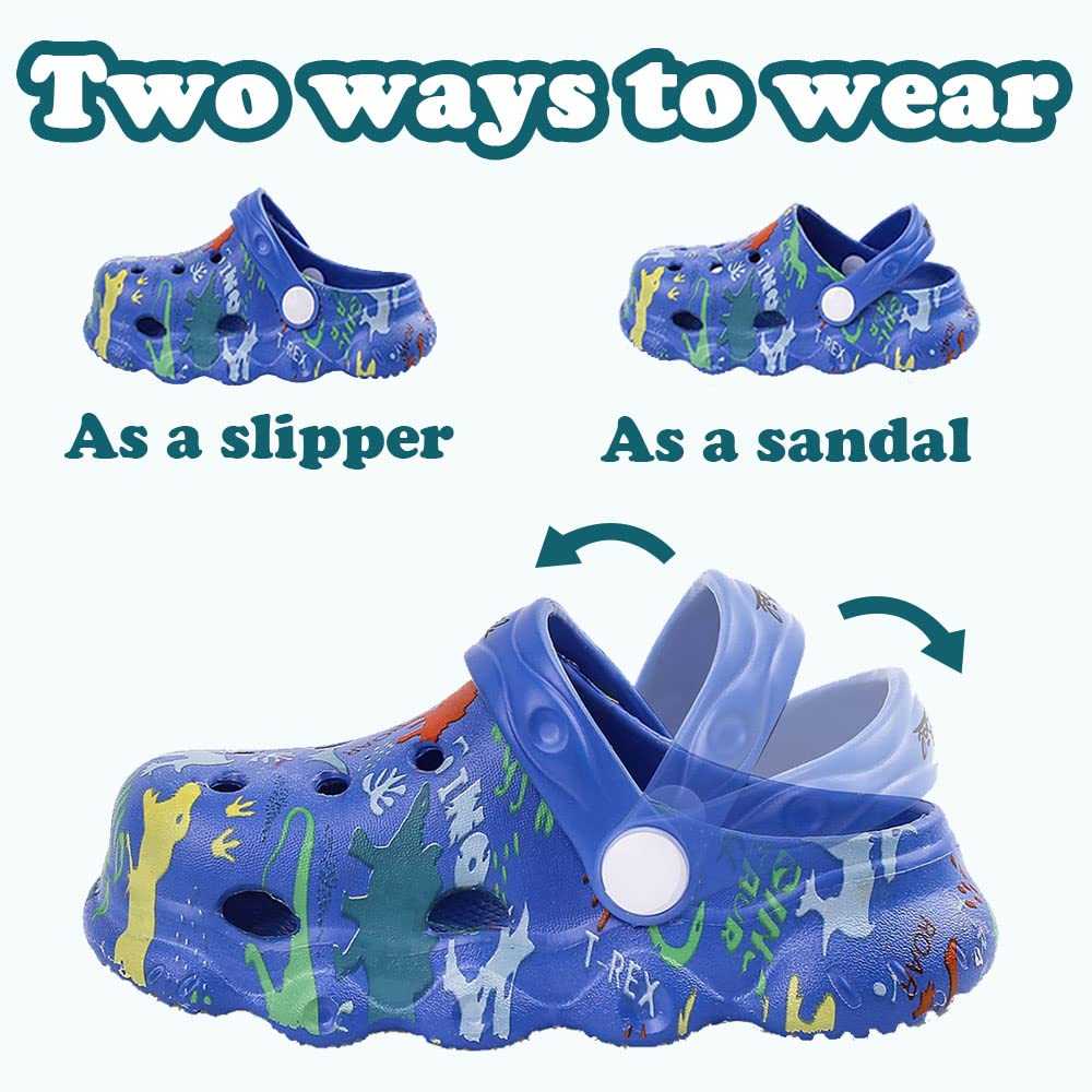 **Non-Slip Dinosaur Clogs for Toddlers - Lightweight Garden Shoes for Boys & Girls - Beach, Pool, Shower Slippers - Perfect for Outdoor Play & Water Activities**