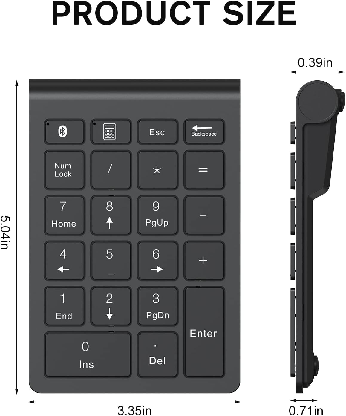 Wireless Numeric Keypad Bluetooth 5.0 - Portable 22-Key Mini Calculator for Laptop, PC & Surface Pro - Office & Home Use