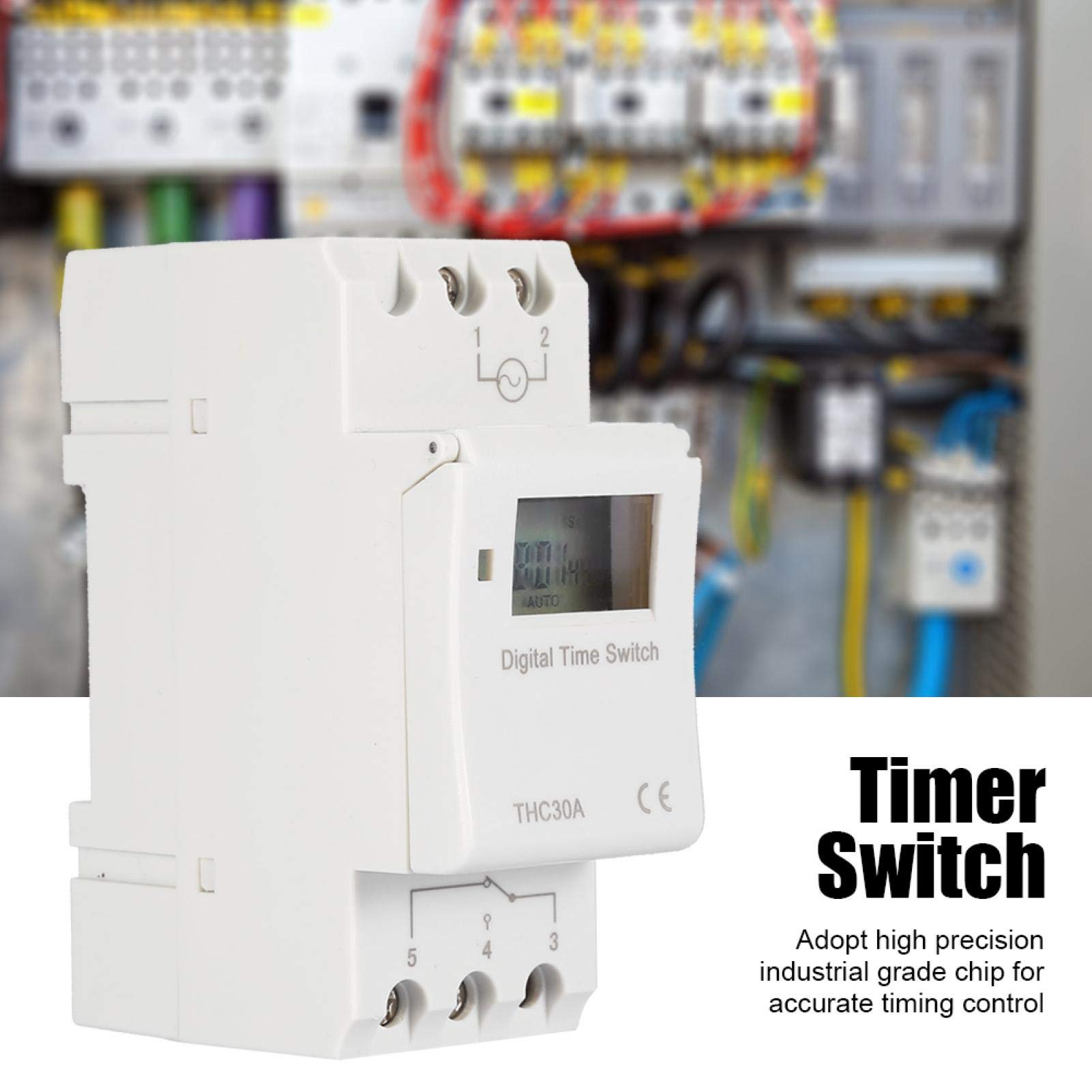 YWBL-WH 30A DIN Rail Digital Timer Switch - Programmable LCD Time Relay for 110V Electrical Control | Perfect for Home Automation, Industrial Equipment & HVAC Systems