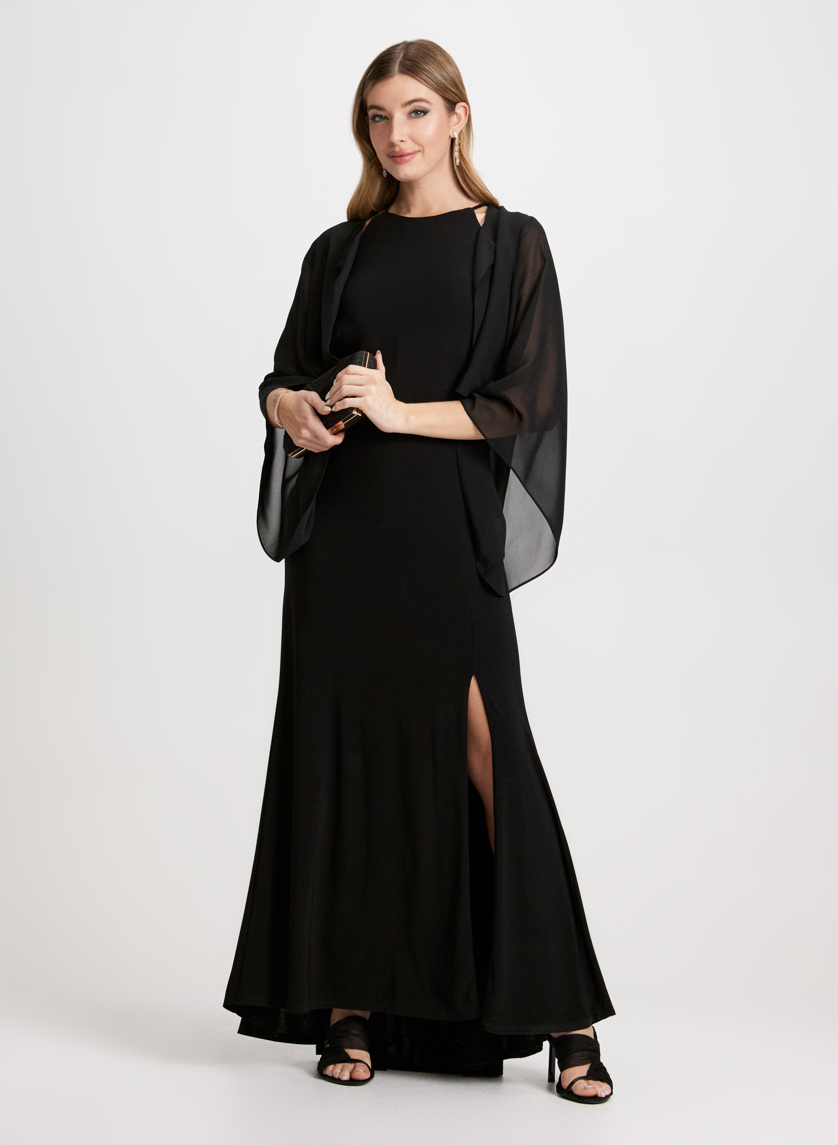 Elegant Flared Sleeve Chiffon Bolero Jacket for Women - Lightweight Cover-Up for Weddings, Parties & Evening Events