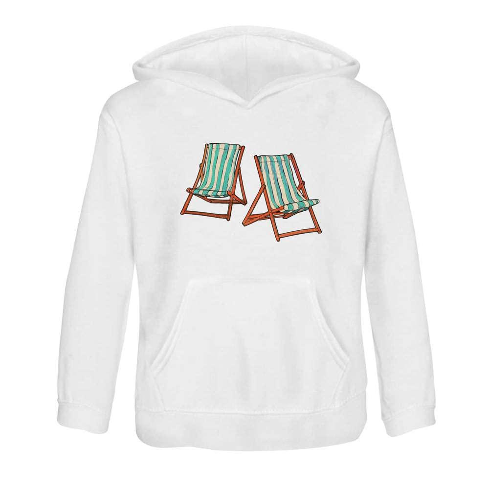 Azeeda Kids' Hooded Sweater - Deck Chairs Print Fleece Pullover for Boys & Girls Ages 9-11 (KO00031823) - Perfect for Playdates, School & Outdoor Adventures
