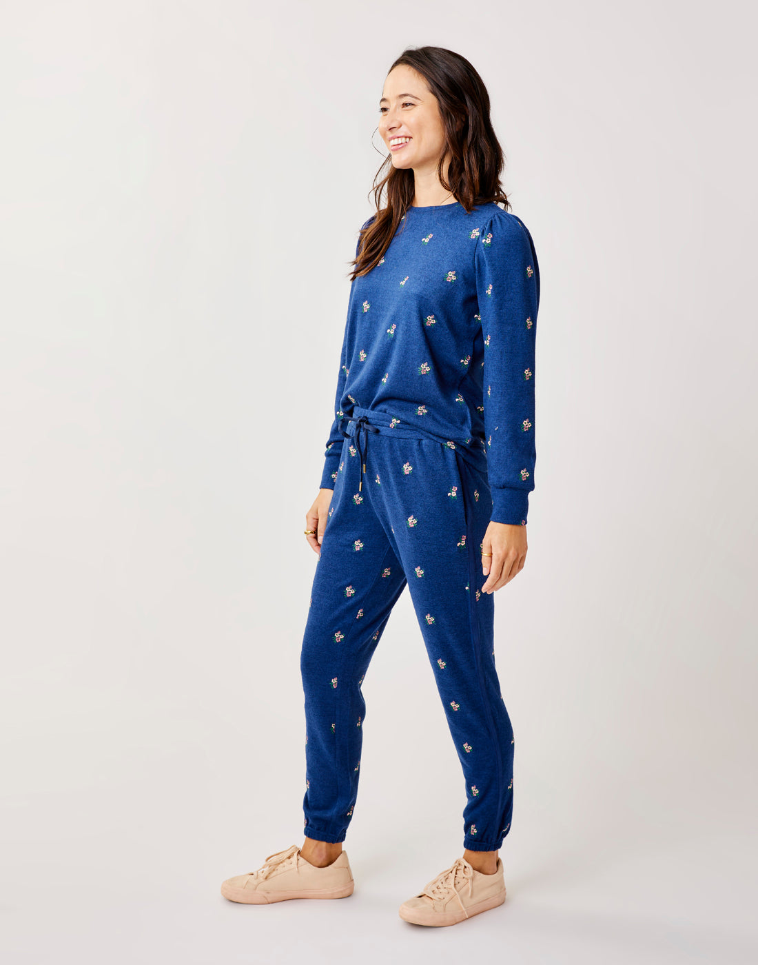 Naomi Embroidered Floral Sweatshirt for Women | Soft Cotton Pullover | Casual Chic Style for Fall & Winter | Perfect for Coffee Dates & Weekend Outings