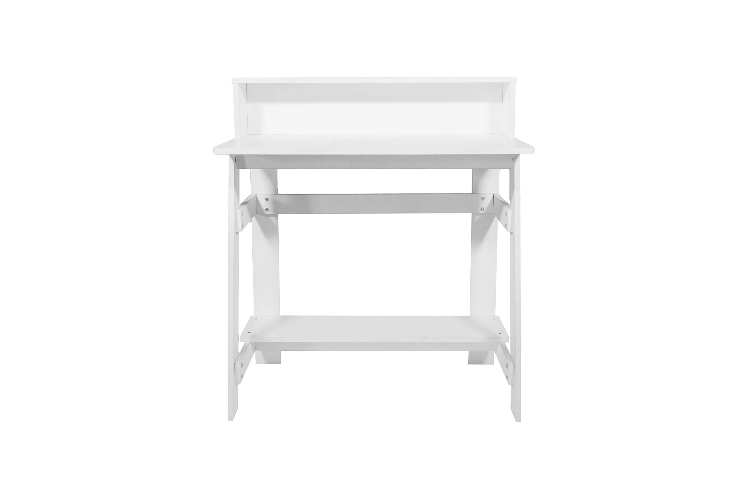 OneSpace Lennox Hutch Computer Desk - Compact White Writing Desk for Home Office, Small Workspace Solution - Perfect for Remote Work, Study & Small Spaces