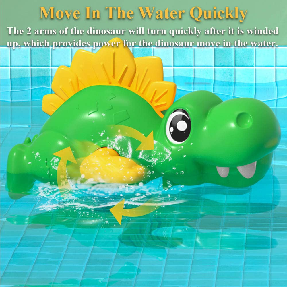 Wind-Up Dinosaur Bath Toy - Swimming Dino Bathtub Toy with Clockwork Mechanism, Fun Water Play Toy for Kids (Green) | Perfect for Bathtime Fun, Pool Parties & Sensory Play