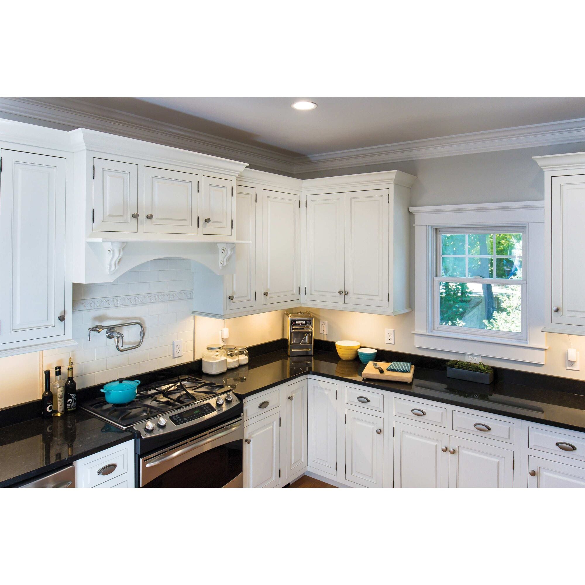 5 Bar LED Under Cabinet Lighting Kit - 9 Pack, Warm White 3000K, Dimmable, Plug-in or Hardwire, for Kitchen Counter, Pantry, Bookshelf & Display Case Lighting