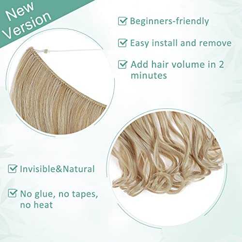 Premium Curly Synthetic Invisible Wire Hair Extensions - Seamless Clip-In Extensions for Volume & Length - Perfect for Parties, Weddings & Everyday Styling