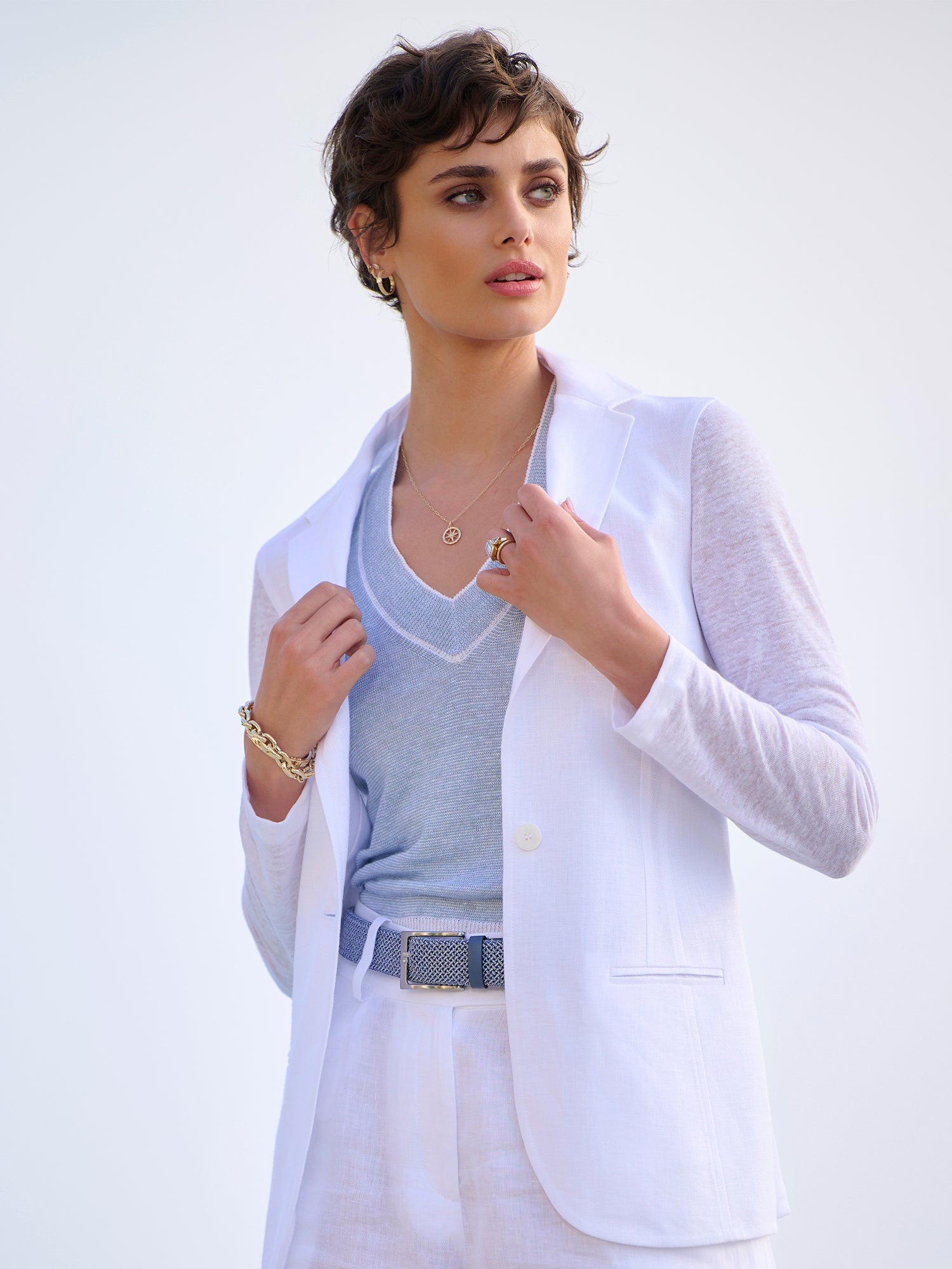 Stylish Sud Herringbone Linen Jacket for Women - Lightweight Summer Blazer - Perfect for Office Wear, Casual Outings & Outdoor Events