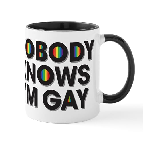 White/Black Inside - Nobody Knows I'm Gay Mug