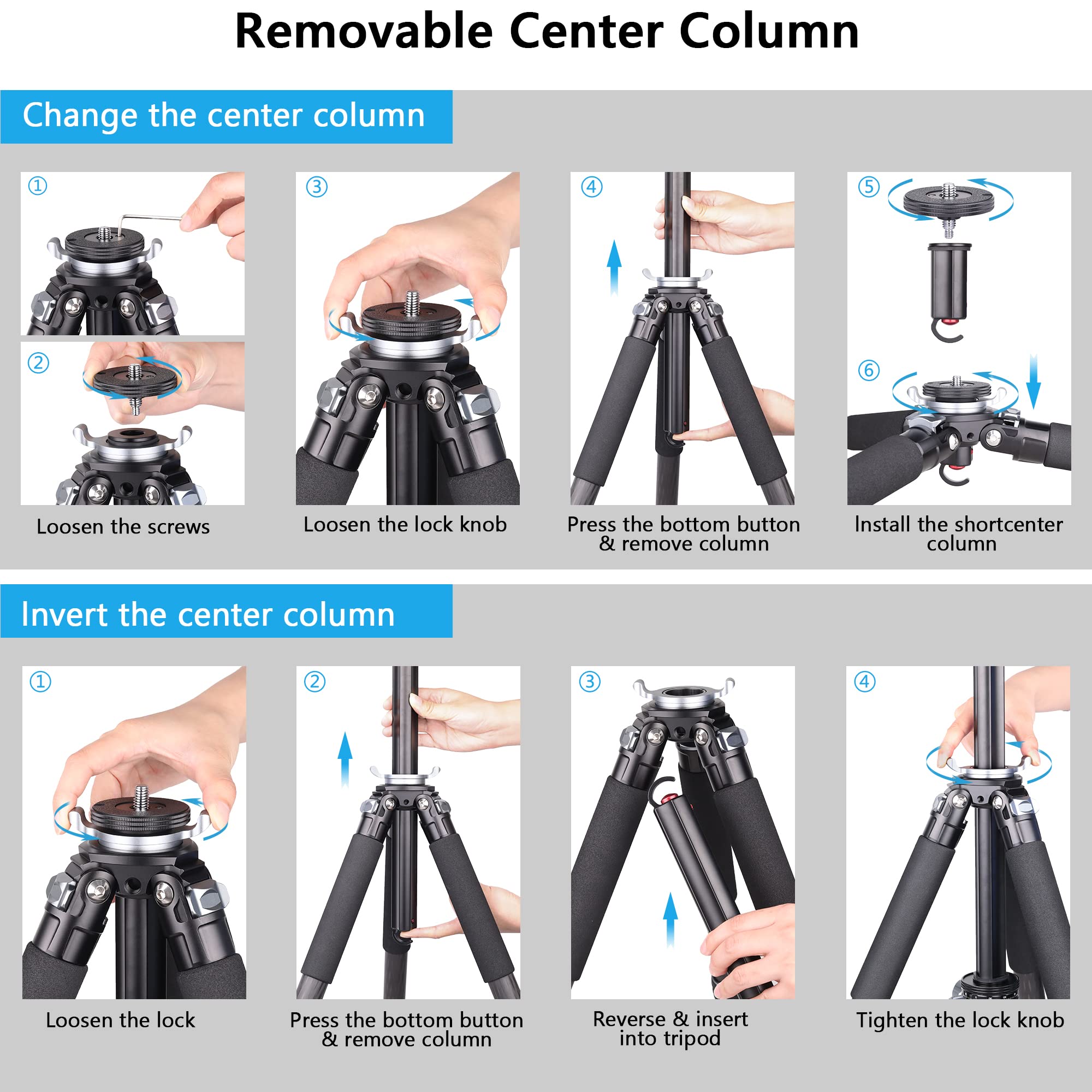 ARTCISE NS75C Professional Carbon Fiber Camera Tripod - 36mm Low Profile Ball Head, Special-Shaped Center Column, 10-Layer Carbon Fiber Legs, 28mm Tube Diameter, 44lbs/20kg Max Load - Perfect for Travel, Landscape & Studio Photography