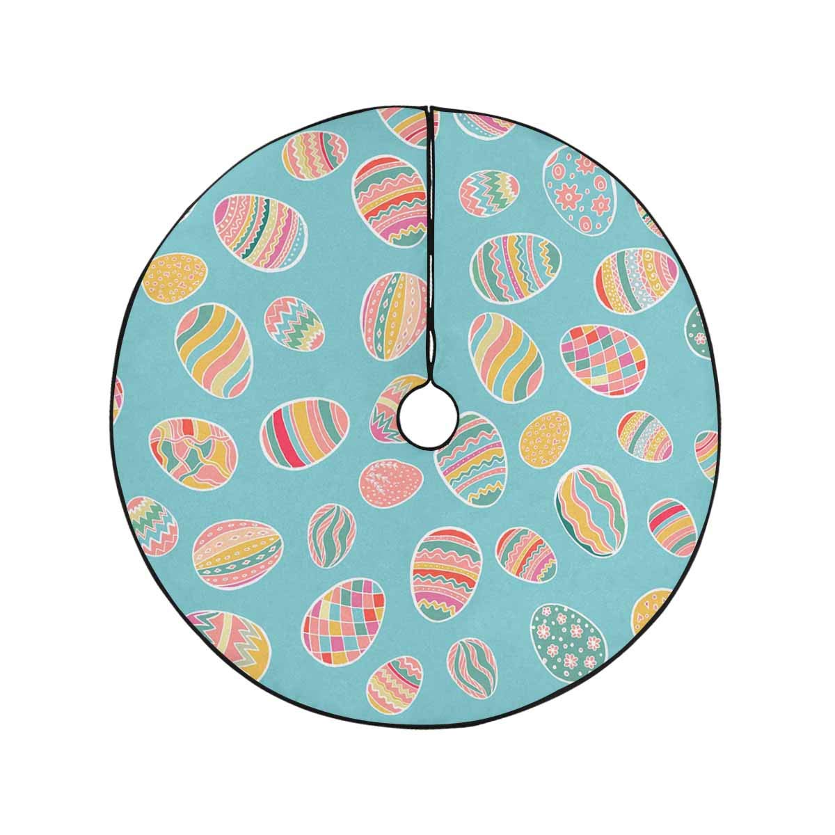 INTERESTPRINT 47-inch Watercolor Christmas Tree Skirt with Easter Egg Design - Round Holiday Party Decor for Xmas, Easter & Winter Celebrations | Perfect for Living Room, Fireplace & Festive Gatherings
