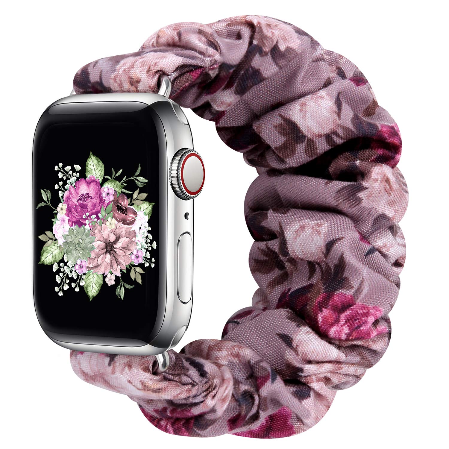 Greatfine Soft Elastic Scrunchie Watch Band Compatible with Apple Watch 38mm 40mm 41mm 42mm 44mm 45mm - Replacement Wristband for iWatch Series 8/7/6/SE/5/4/3/2/1/Ultra - Women's S/M Size - Perfect for Workouts, Yoga & Everyday Fashion Accessory
