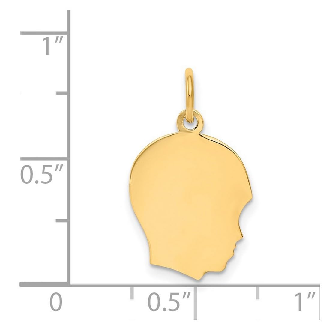 14K Yellow Gold Solid Polished Plain Right-Facing Teen Head Charm Pendant Necklace - 22x13mm Wide, Dainty Jewelry for Women & Teens - Perfect for Gifts, Everyday Wear & Special Occasions