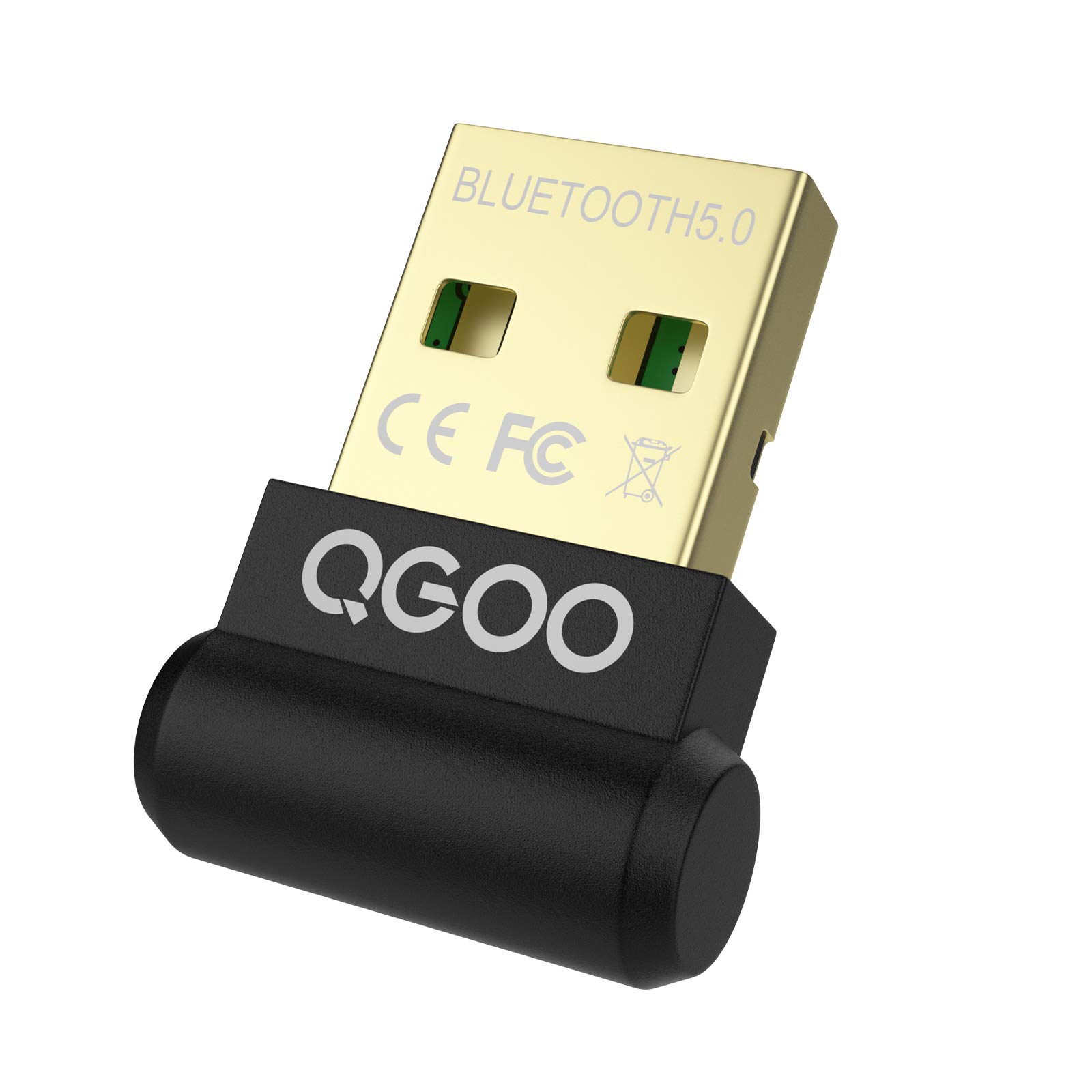 QGOO Mini Bluetooth 5.0 USB Adapter for PC - Wireless Dongle for Desktop & Laptop, Compatible with Headphones, Keyboard, Mouse, Speakers, Printer - Windows 7/10/11 (Grey) - Perfect for Home Office, Gaming & Wireless Audio Setup