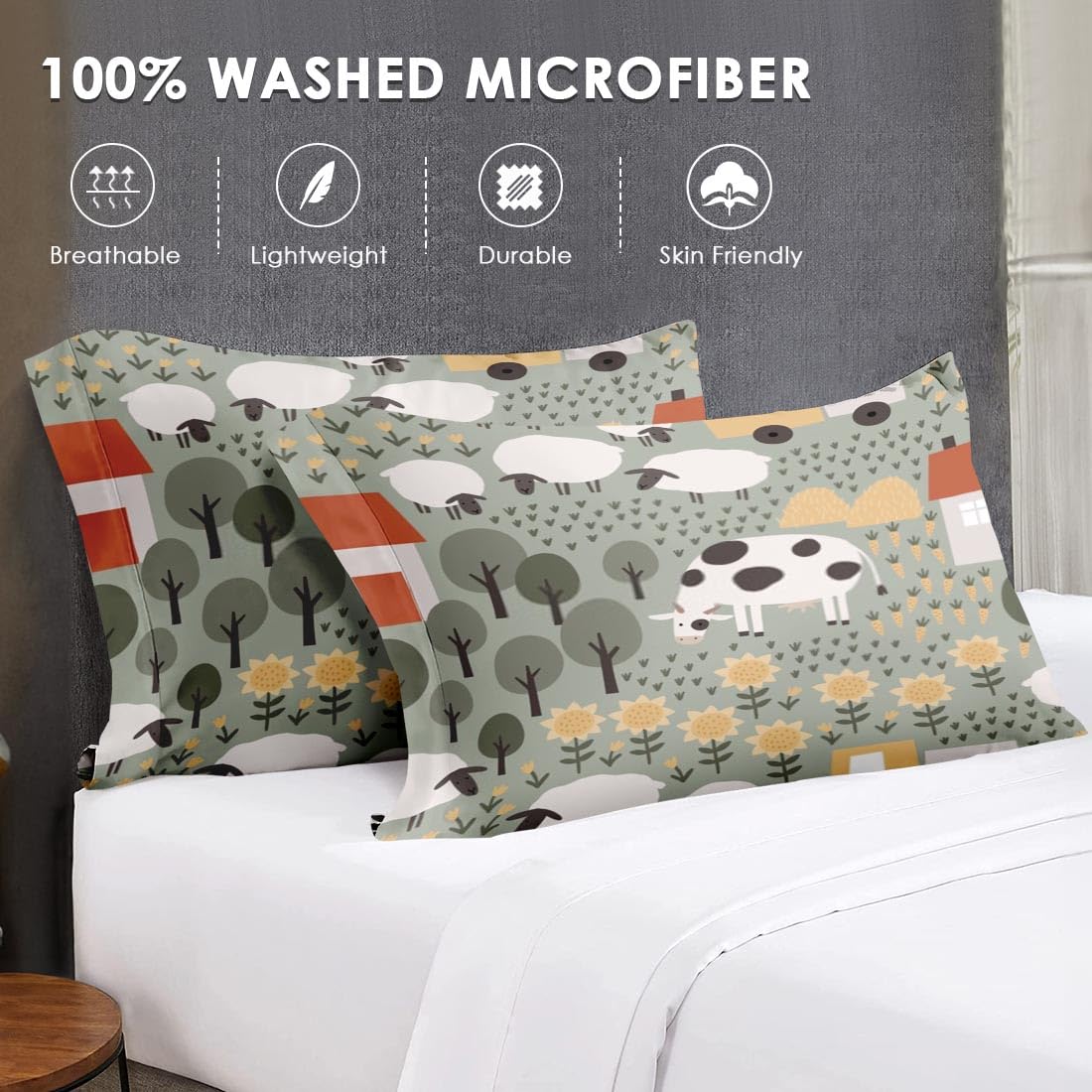 5-Piece Twin Size Comforter Set - Cute Farm Animal Bed in a Bag with Flat Sheet, Fitted Sheet & Pillowcase - Boho Chic Bedding for Kids & Adults - Perfect for Nursery, Dorm Room or Guest Bedroom