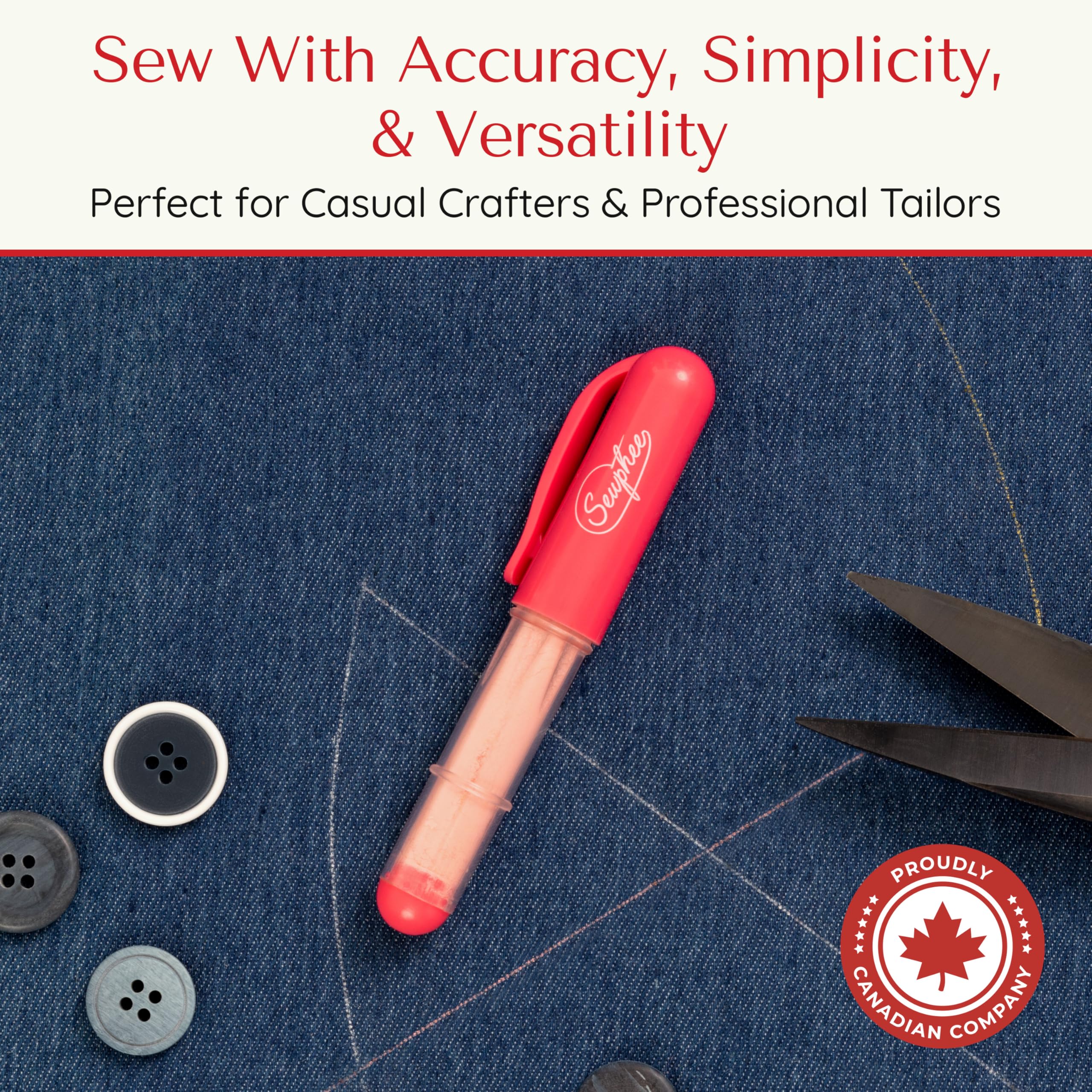 Ergonomic Fabric Markers for Sewing - Washable Tailor's Chalk Pens with Precision Dosing Wheel (White & Pink 2-Pack) | Perfect for Quilting, Dressmaking & Fabric Crafts on Cotton, Silk & Polyester