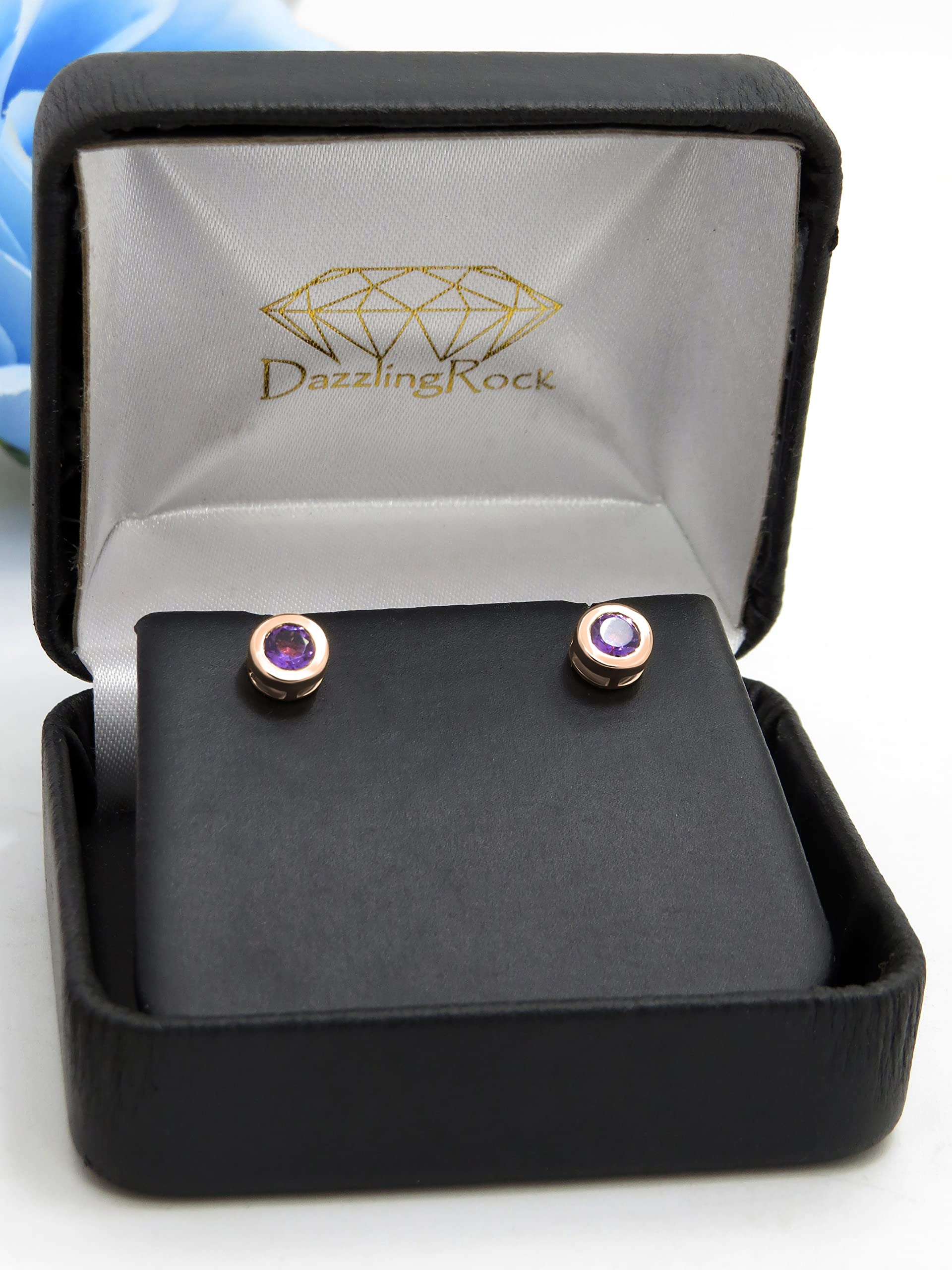 10K Solid White Gold Round Gemstone Stud Earrings for Women | Dazzlingrock Collection | Perfect for Weddings, Parties & Everyday Elegance
