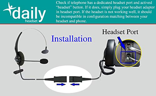 RJ9 Corded Headset for Analog Phones - Compatible with Aastra, Nortel, Polycom, Digium, ShoreTel & NEC Telephones - Ideal for Office, Call Center & Customer Service Use