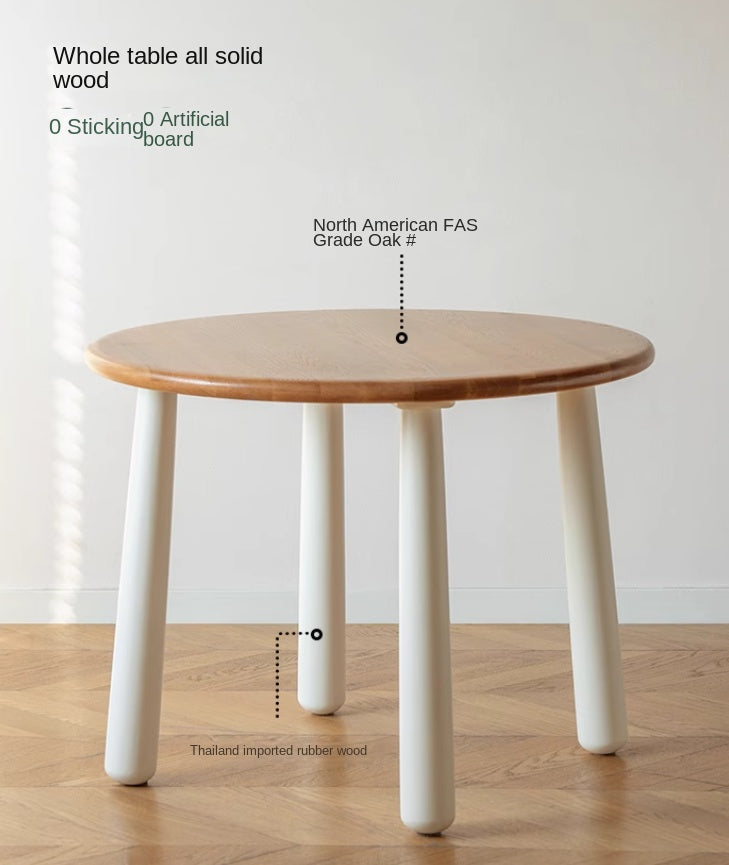 Oak Solid Wood Modern Round Dining Table - Elegant & Durable for Home, Office, and Conference Room Meetings