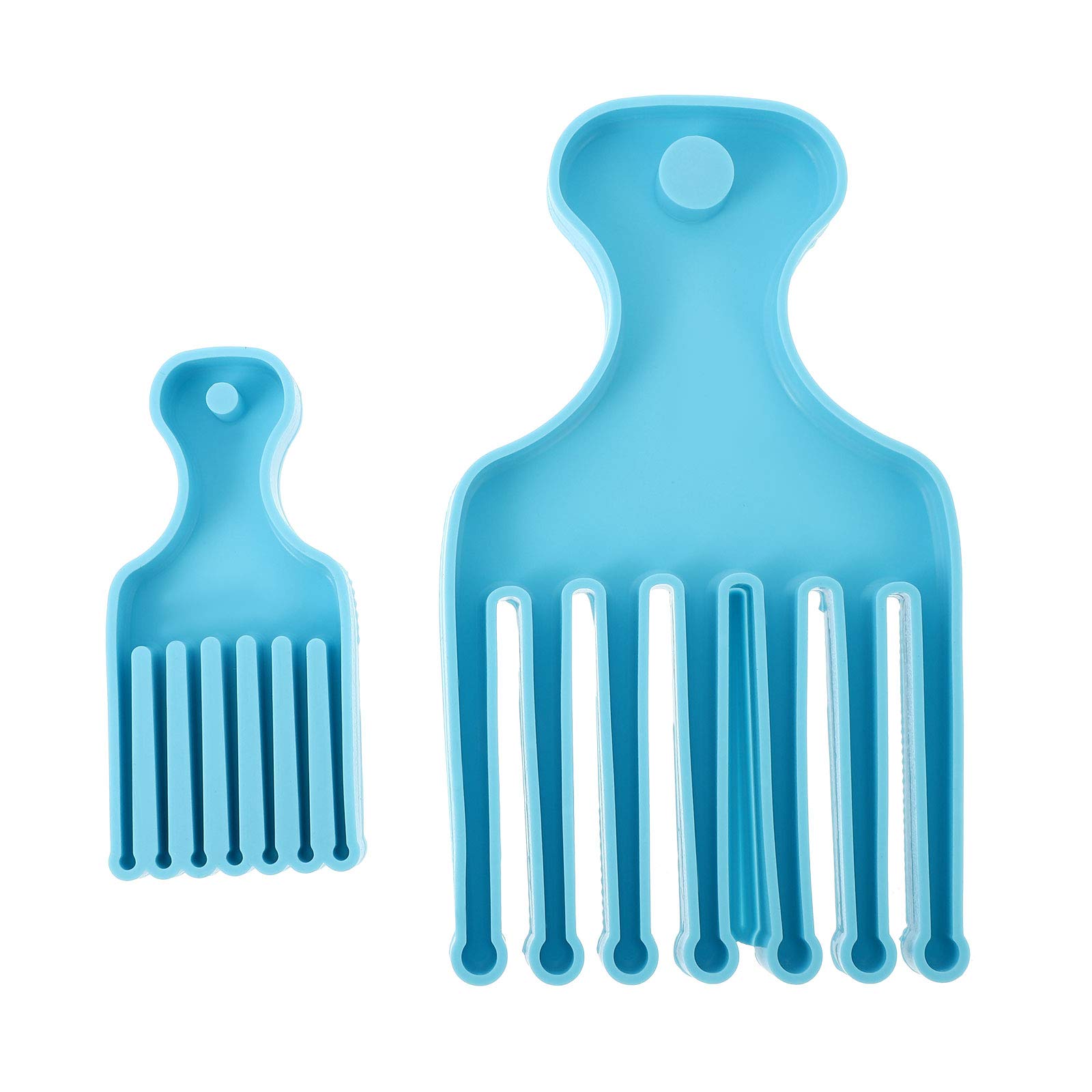 VICASKY 2-Pack Afro Pick Comb Silicone Molds for Long Thick Curly Hair - DIY Hair Styling Tools for Natural Black Hair, Braiding & Protective Styles (Perfect for Salons, Home Use & Hair Accessories Making)