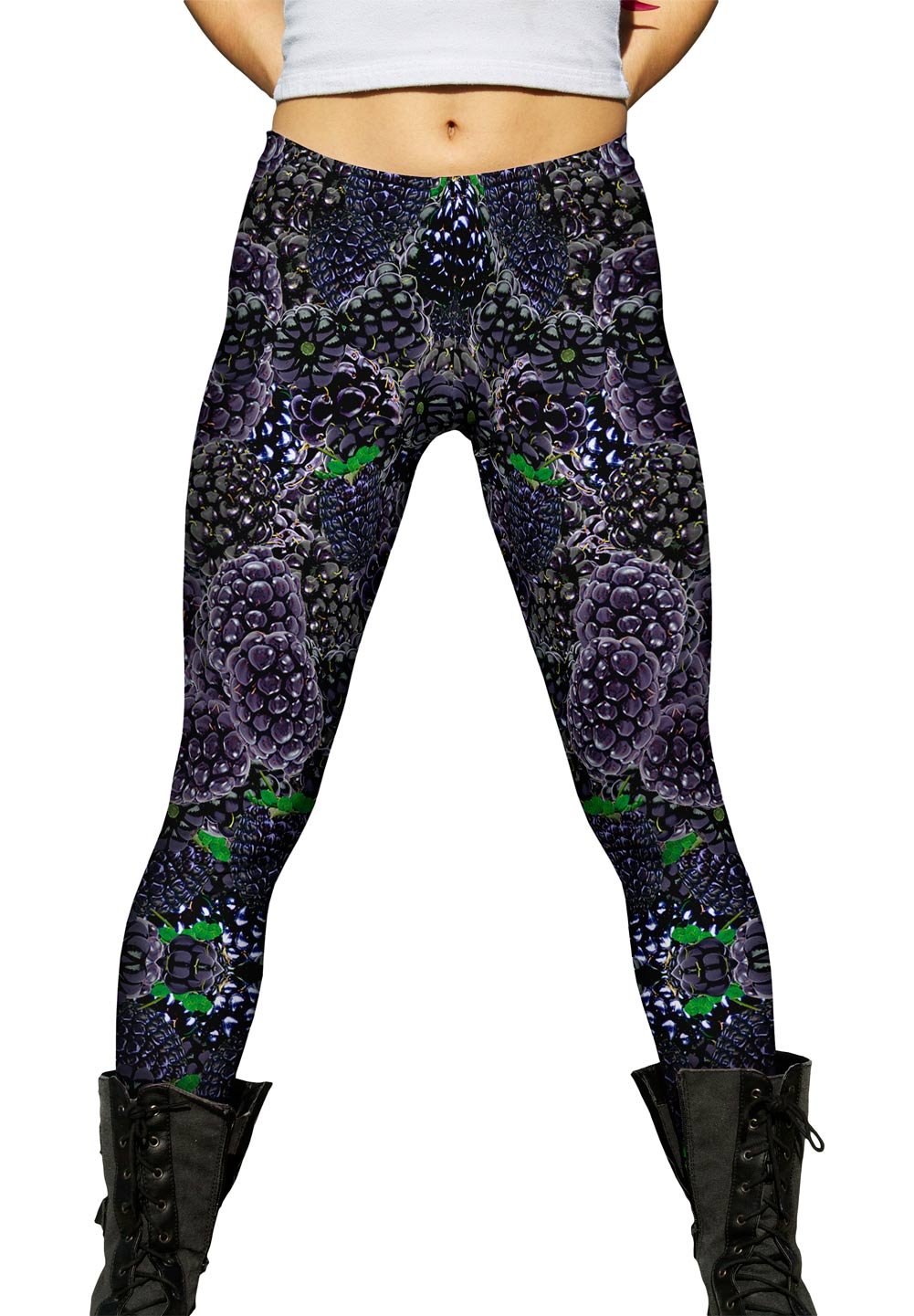 Yizzam Women's Jumbo Blackberry Print Leggings - High Waisted Stretchy Yoga Pants for Workout, Lounge & Casual Wear