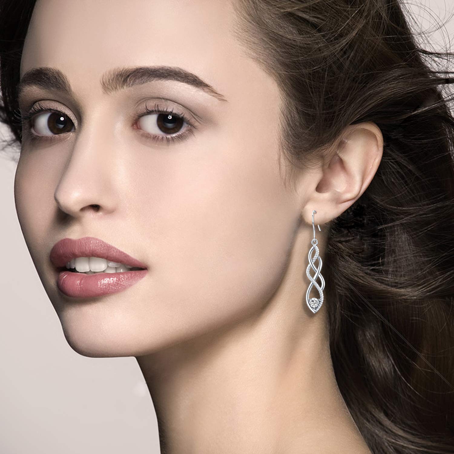 Sterling Silver Celtic Knot Drop Earrings for Women - Cubic Zirconia Dangle Earrings - Elegant Jewelry Gift for Birthday, Wedding & Special Occasions - Comes with Premium Gift Box - Perfect for Date Night, Parties & Formal Events