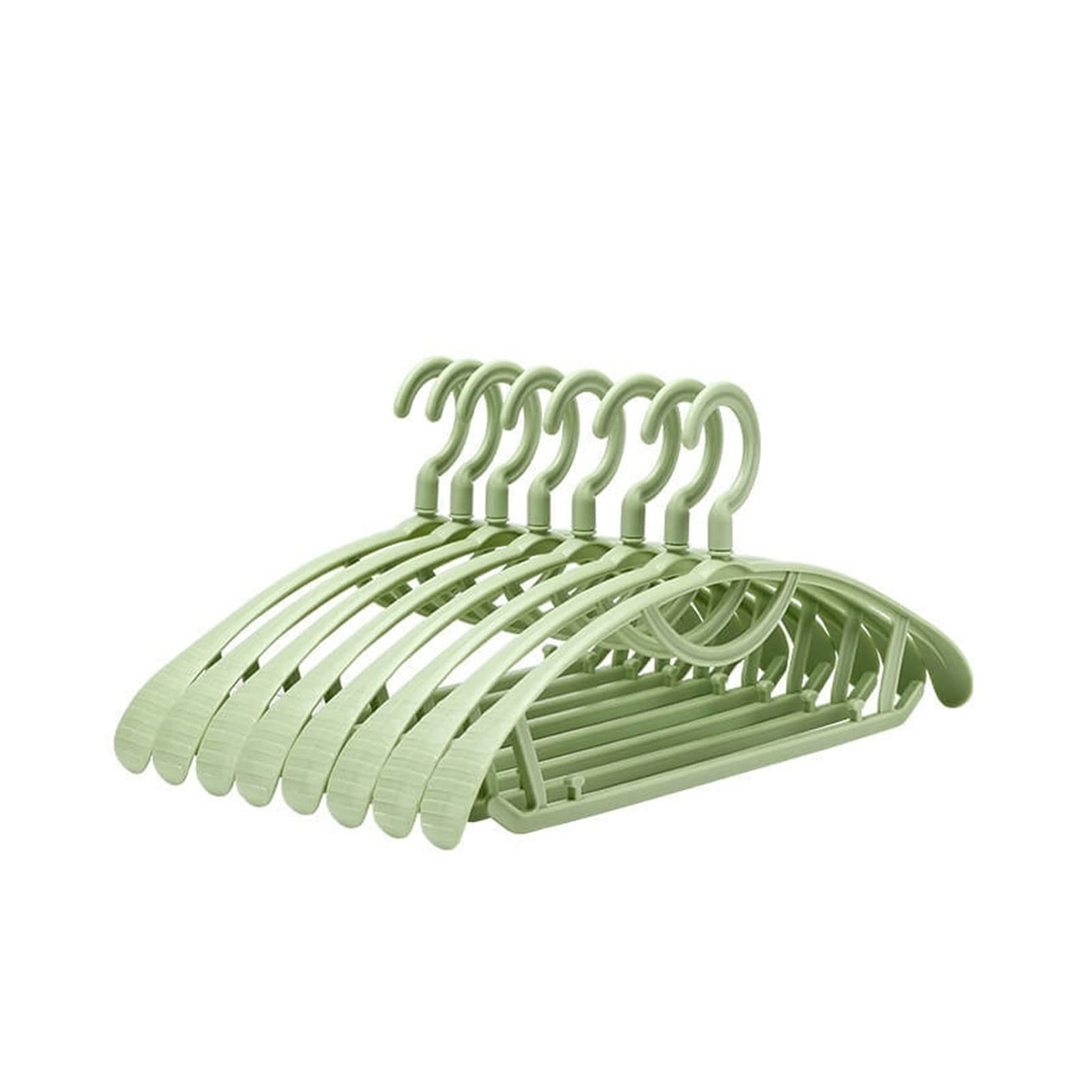 10-Pack Multi-Port Plastic Coat Hangers - Space Saving Clothes Drying Rack with Strong Support for Shirts, Pants & Jackets - Green Storage Hangers for Closet, Laundry Room & Dorm Organization