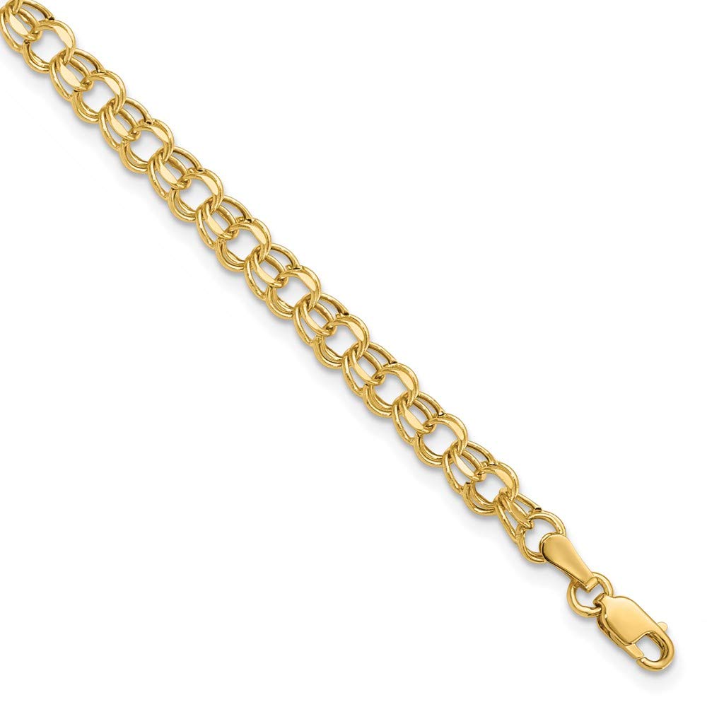 14K Yellow Gold 4.5mm Hollow Double Link Charm Bracelet for Women - Elegant Dainty Jewelry Gift for Birthday, Anniversary & Special Occasions