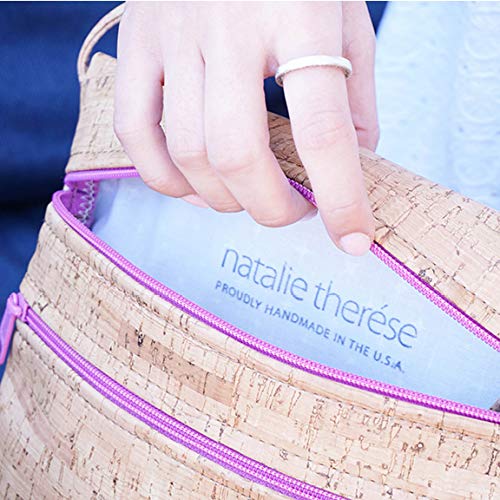 Stylish Double Zipper Pocket Cork Crossbody Bag with Red Zipper - Perfect for Travel, Shopping & Everyday Use