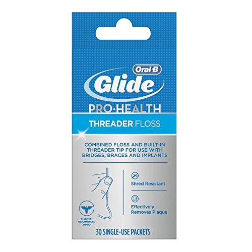 Glide Threader Floss - 180 Single-Use Packets (6 Boxes of 30) | Waxed Dental Floss for Braces & Bridges | Perfect for Travel & On-the-Go Oral Care