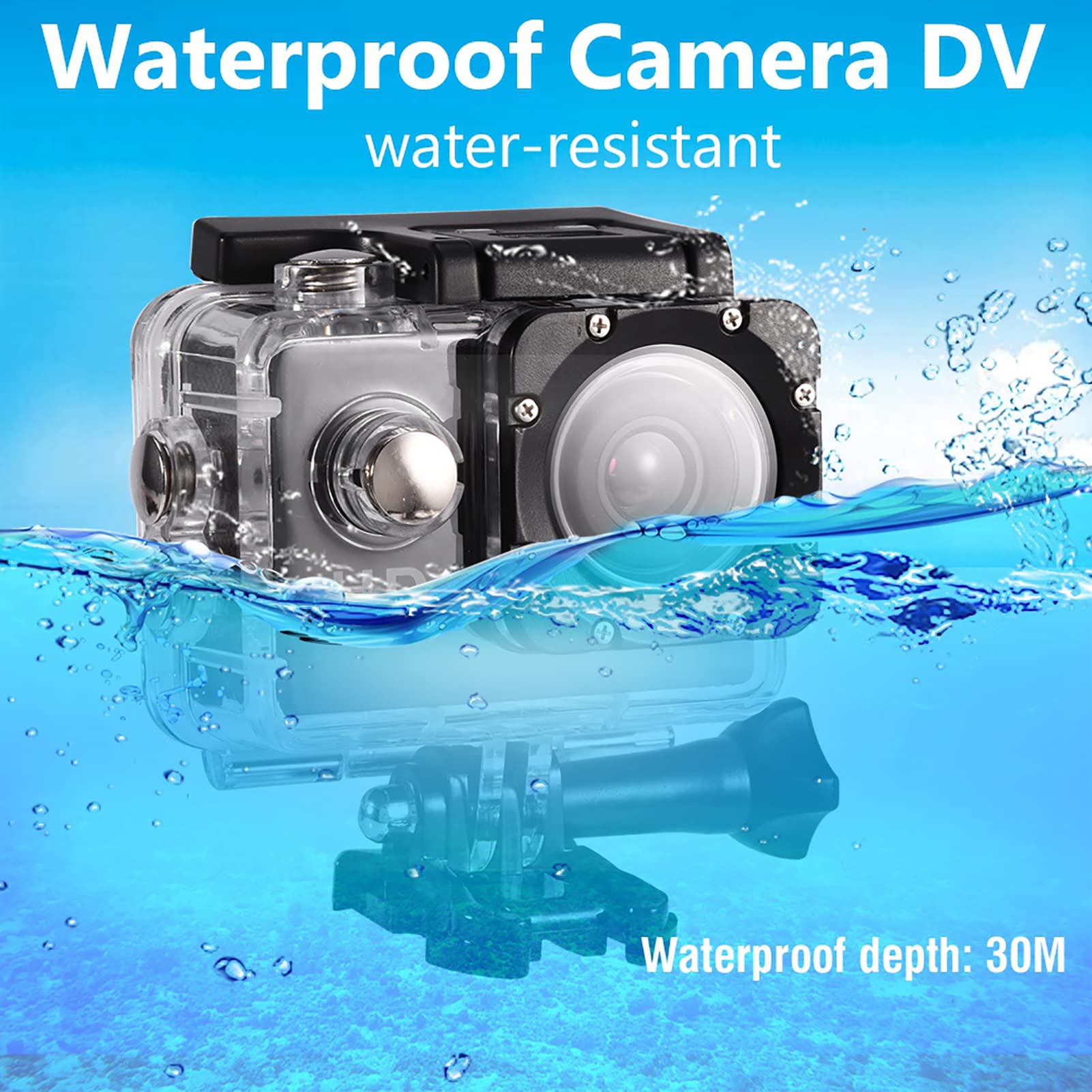 FOSA 1080P HD Waterproof Action Camera - 30M Underwater Sports Camera with 90° Wide Angle Lens, Rechargeable Battery & Protective Case - Perfect for Diving, Surfing, Skiing & Outdoor Adventures