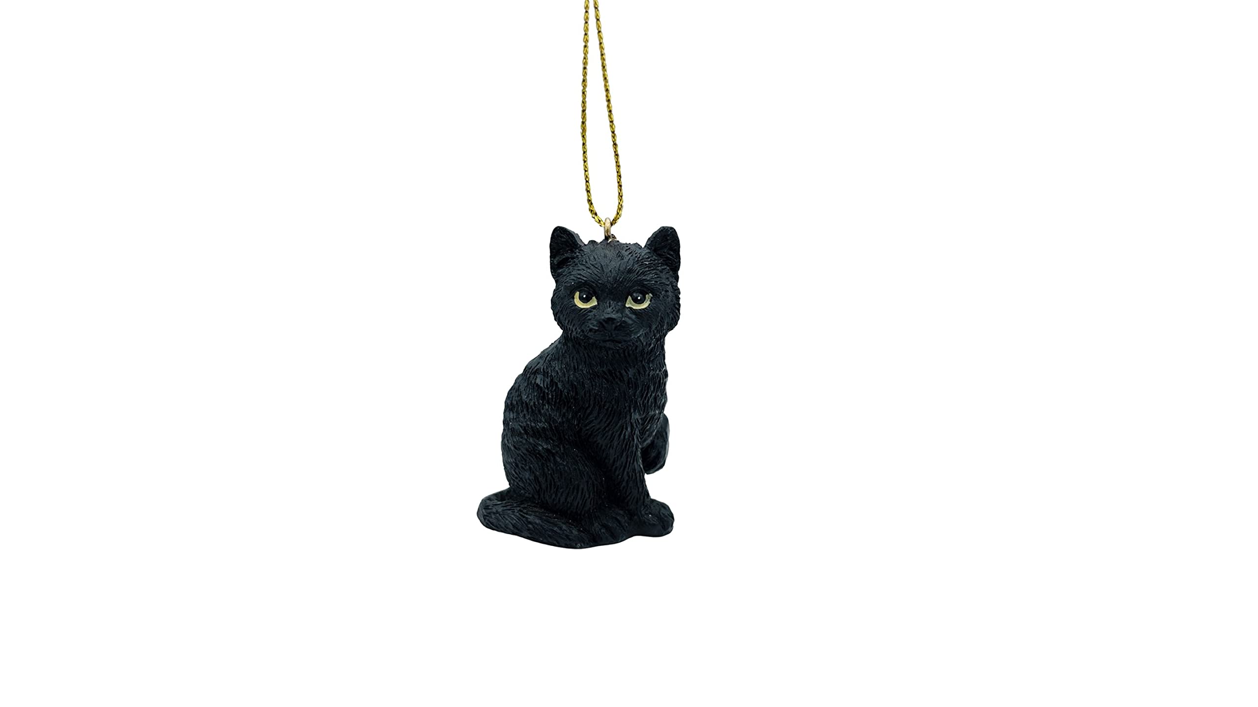 Black Longhair Tabby Cat Christmas Tree Ornament with Candy Cane Scarf - Handmade Holiday Decor for Cat Lovers, Perfect for Xmas Tree, Gift Exchange & Festive Home Decoration