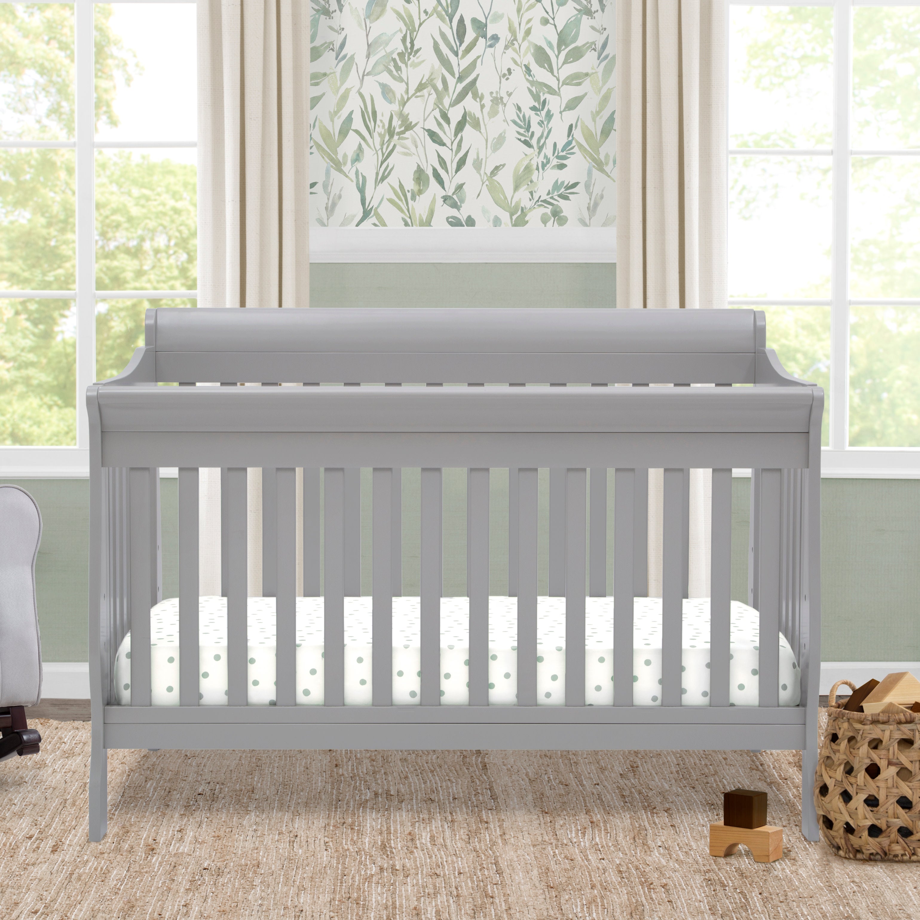 6-in-1 Convertible Baby Crib with Toddler Bed Conversion - Canton White Nursery Furniture for Newborn to Teen - Perfect for Small Spaces & Modern Nurseries