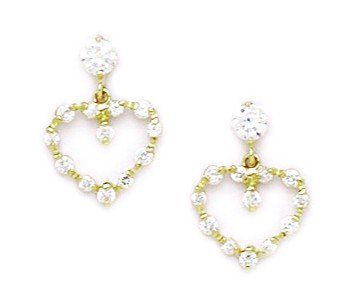 14K Yellow Gold April Birthstone Clear CZ Cubic Zirconia Heart Stud Earrings for Women - 15x10mm Simulated Diamond Screw Back Earrings - Perfect for Valentine's Day, Anniversary Gifts & Everyday Elegance