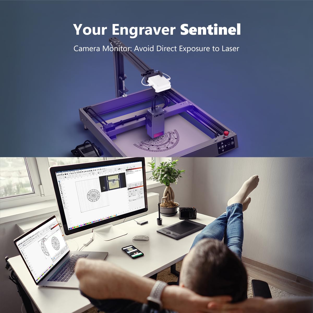 Upgraded Lightburn Camera for Laser Engraver - Wireless Bridge for Lightburn Software with Precise Positioning & Image Tracing | Compatible with xTool, Atomstack, Creality Longer Laser Machines | Perfect for Wood Engraving, Metal Marking & DIY Craft Projects