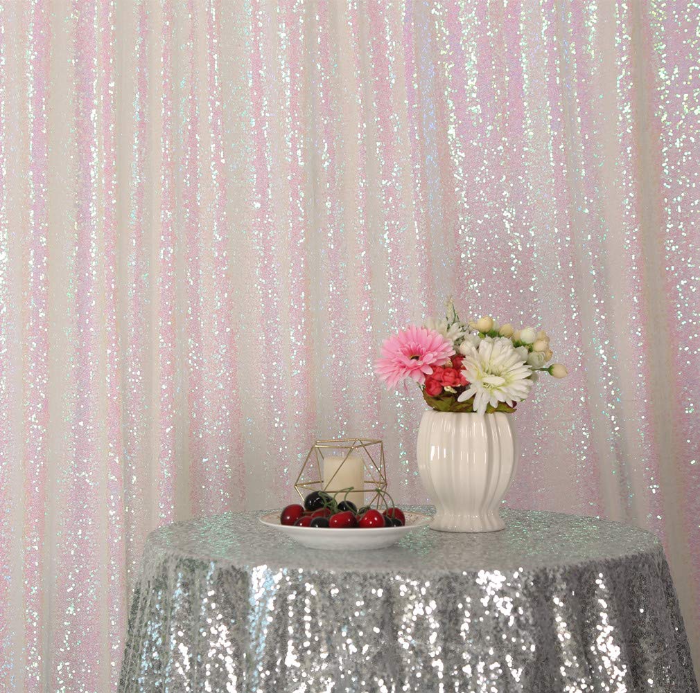 10x10FT Iridescent Sequin Backdrop - Sparkly Wedding Party Decor Curtain