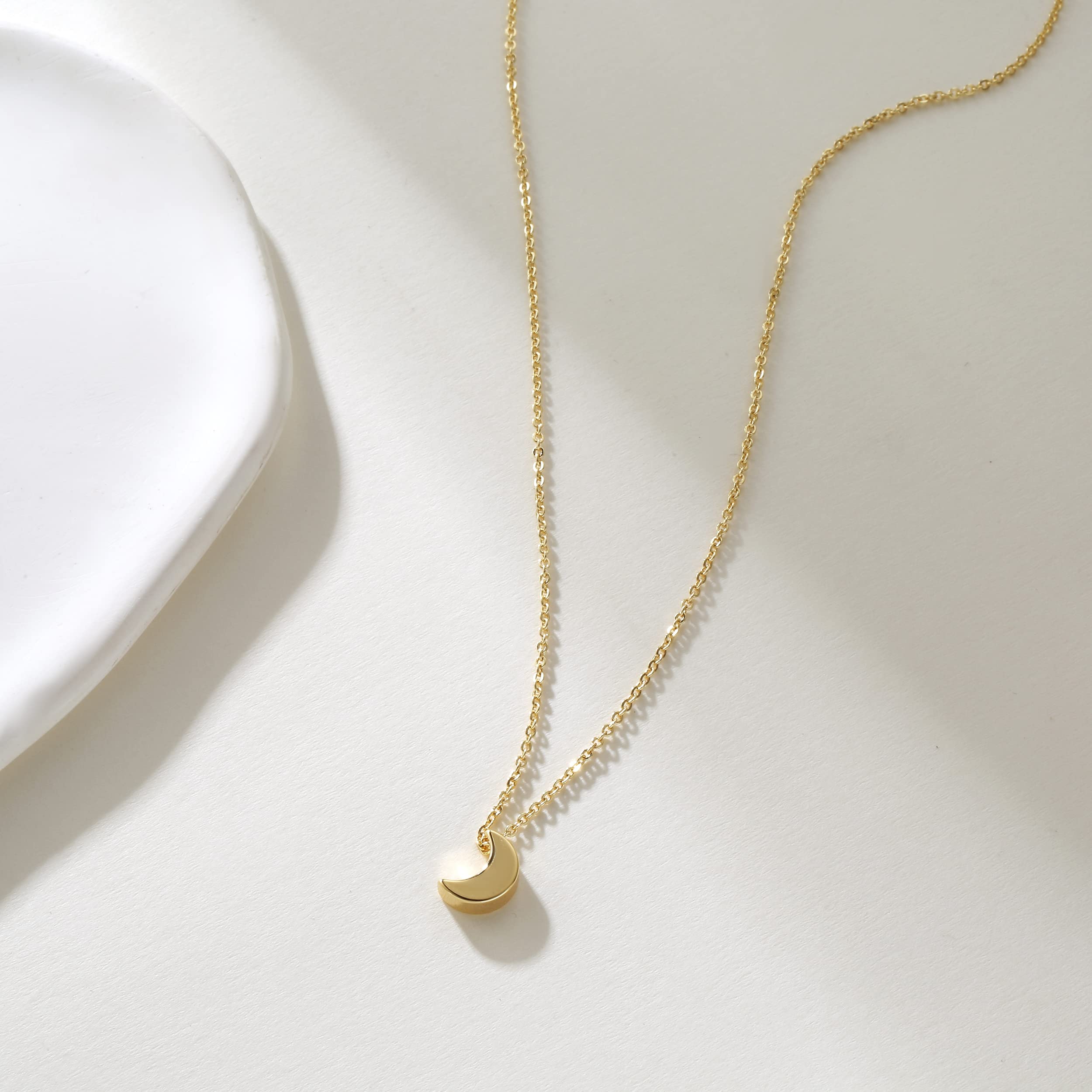 Tasiso 14K Gold Moon and Star Pendant Necklace for Women - Delicate Crescent Moon & Tiny Star Charm Minimalist Jewelry - Perfect for Everyday Wear, Date Nights & Special Occasions
