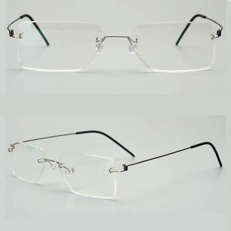 Aimee Unisex Rimless Square Titanium Eyeglasses Frame 4104 - Lightweight Durable Glasses for Work, Reading & Fashion