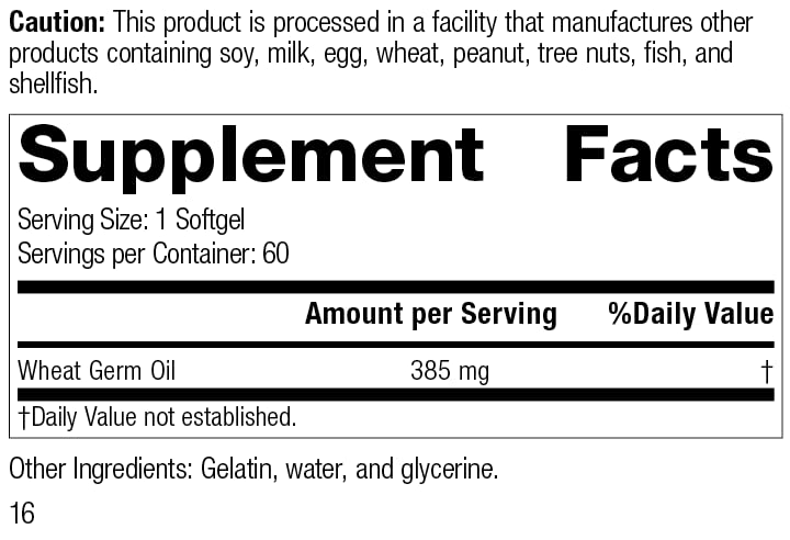 Standard Process Wheat Germ Oil Softgels - 60 Count | Whole Food Supplement for Exercise, Antioxidant & Immune Support | Boost Energy & Recovery for Athletes & Active Lifestyles