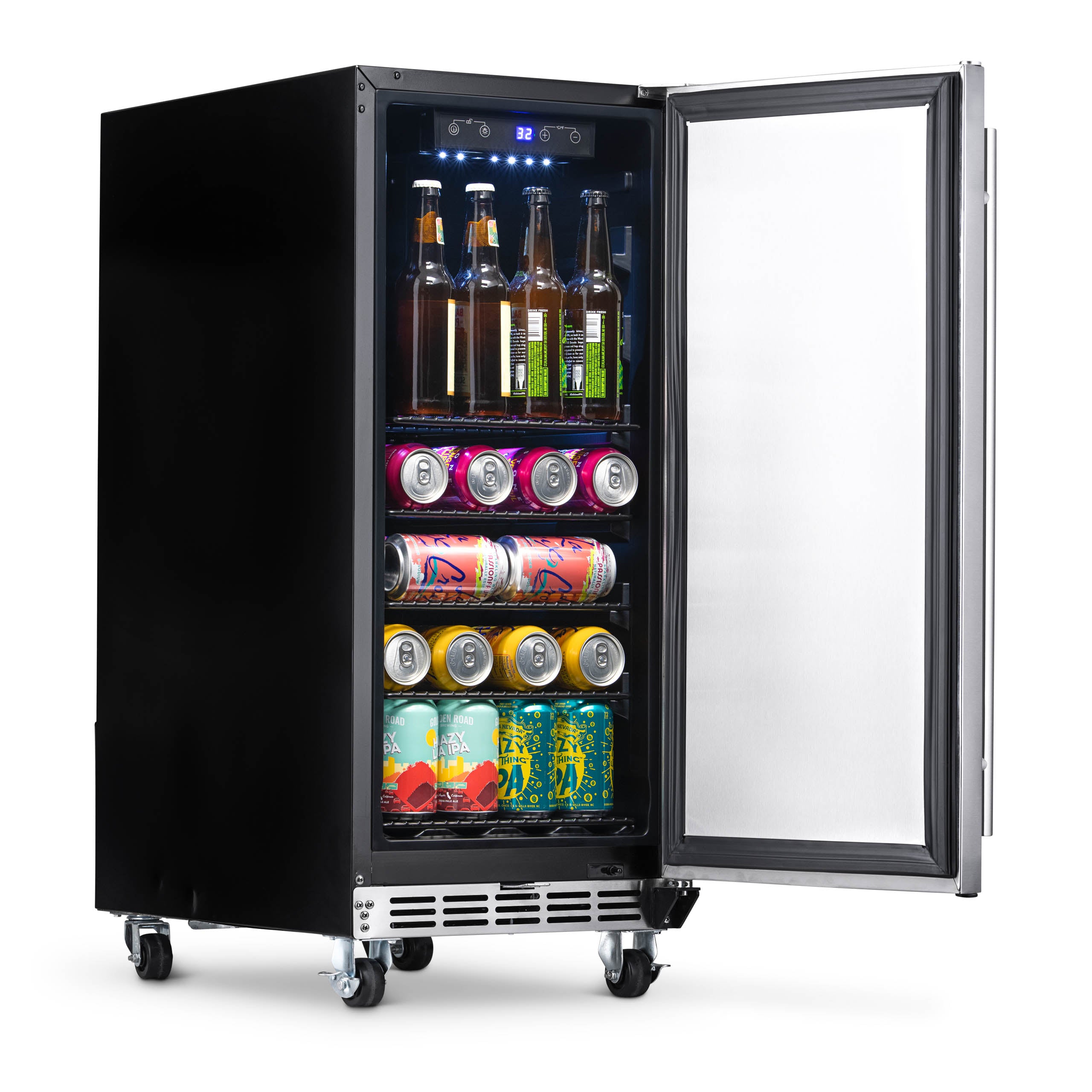 Newair® 90 Can Built-In Outdoor Beverage Refrigerator - Energy Efficient Compact Beer Cooler for Patio, Poolside & Backyard Entertaining