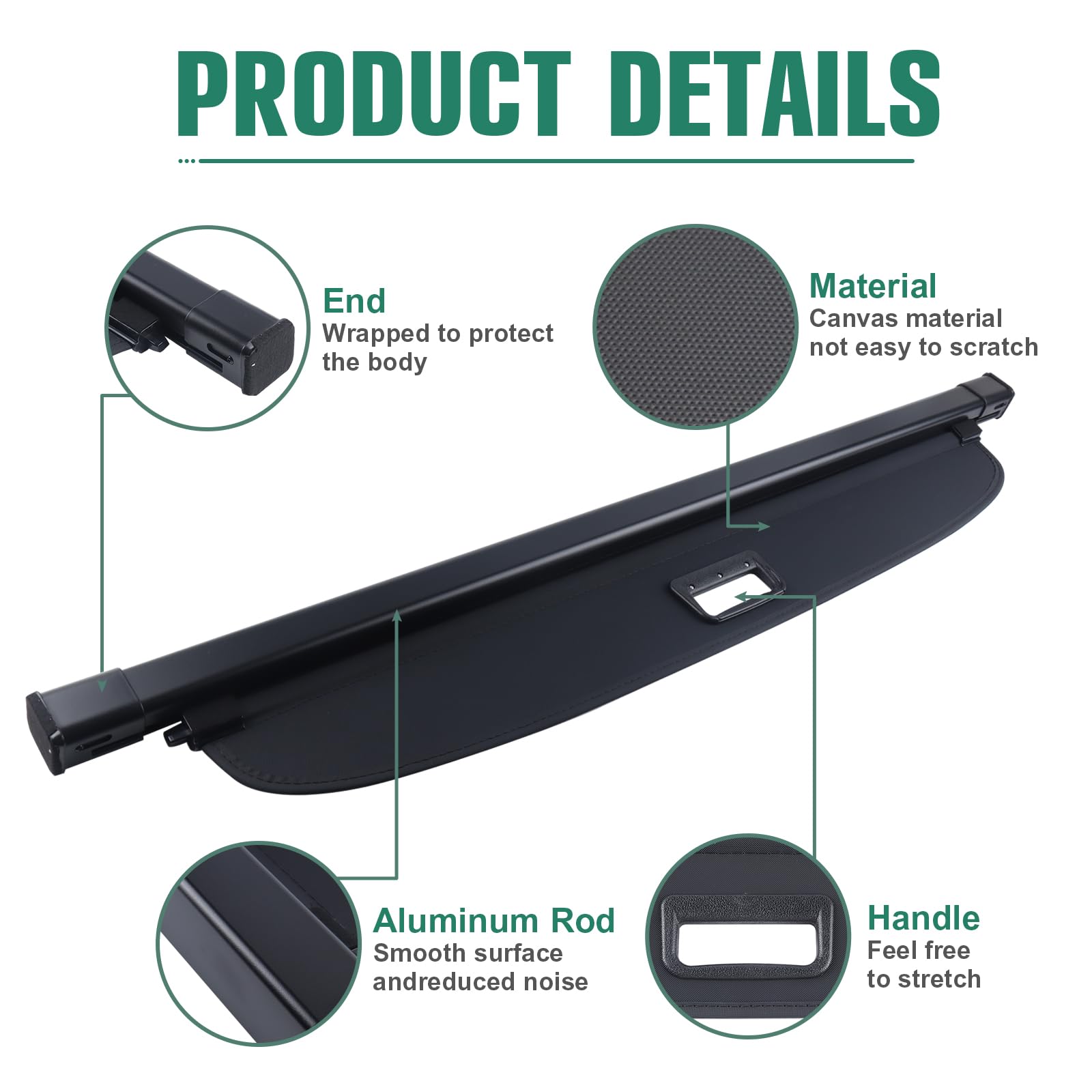 2021-2025 Ford Bronco Sport Waterproof Retractable Cargo Cover - Black Rear Trunk Security Shade for Storage Protection | Perfect for Road Trips, Camping & Outdoor Adventures