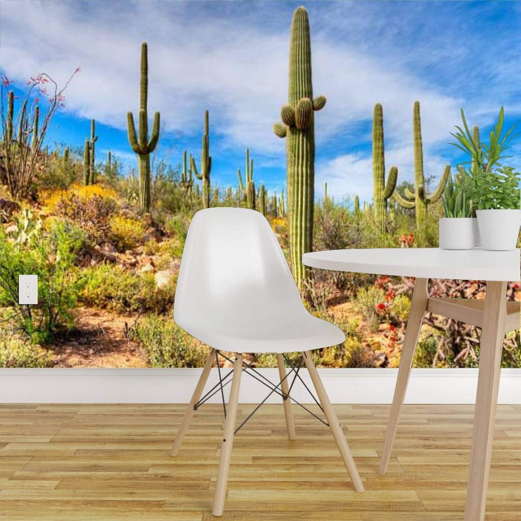 Sonoran Desert Peel and Stick Wallpaper - Self-Adhesive Removable Vinyl Wall Mural for Home Decor | Easy DIY Wall Covering for Living Room, Bedroom & Office