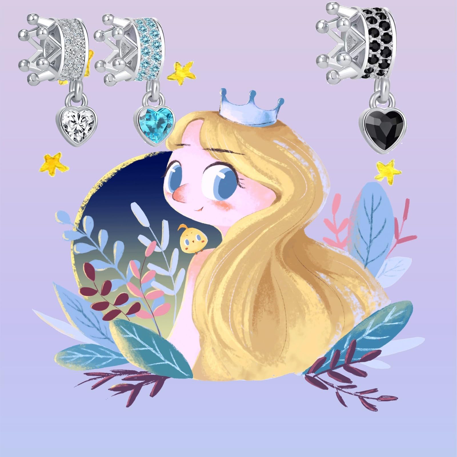 Pandora Princess Crown Charms - Heart Love Beads for Bracelets | Perfect for Valentine's Gifts, Birthday Jewelry & DIY Customization