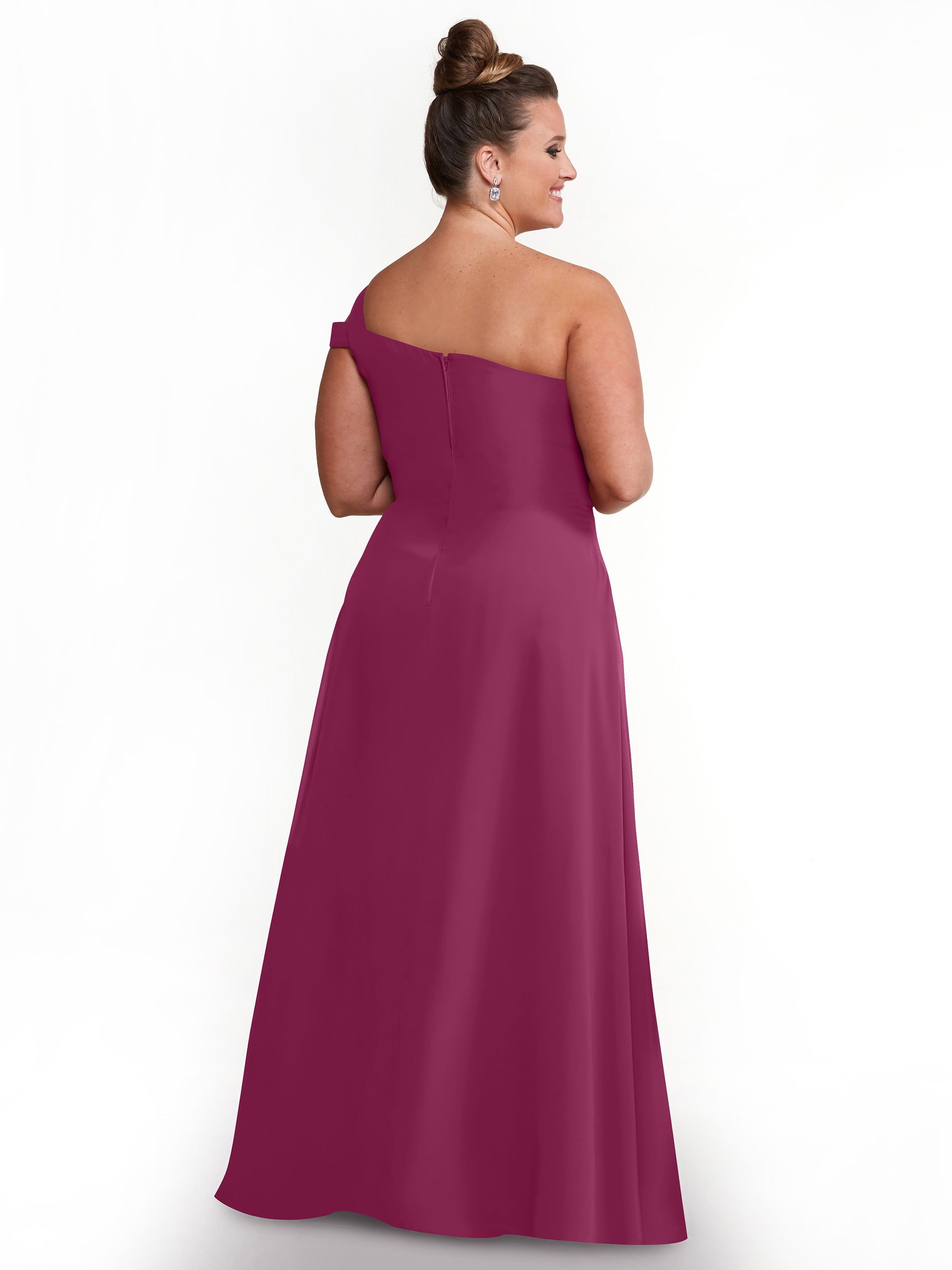 Elegant 80139 Chiffon A-Line One Shoulder Bridesmaid Dress with High Slit - Perfect for Weddings, Prom & Formal Events