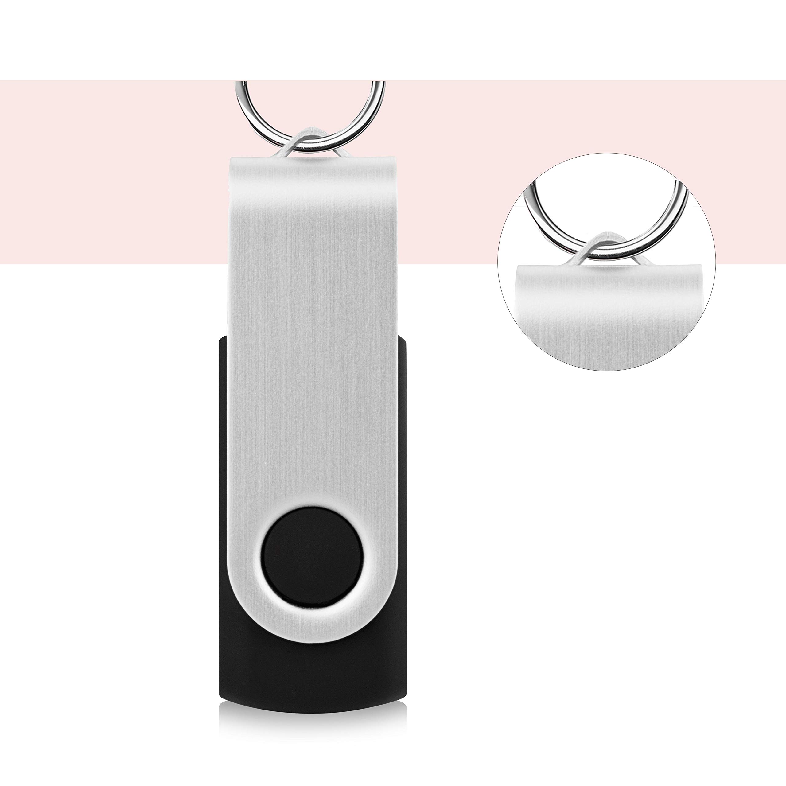 KOOTION 100 Pack 8GB USB 2.0 Flash Drive Bulk - Swivel Thumb Drive Memory Stick for Data Storage, File Transfer, School, Office, Business (Black, 100 Pcs No Logo) - Perfect for Bulk Orders, Promotions & Corporate Gifts